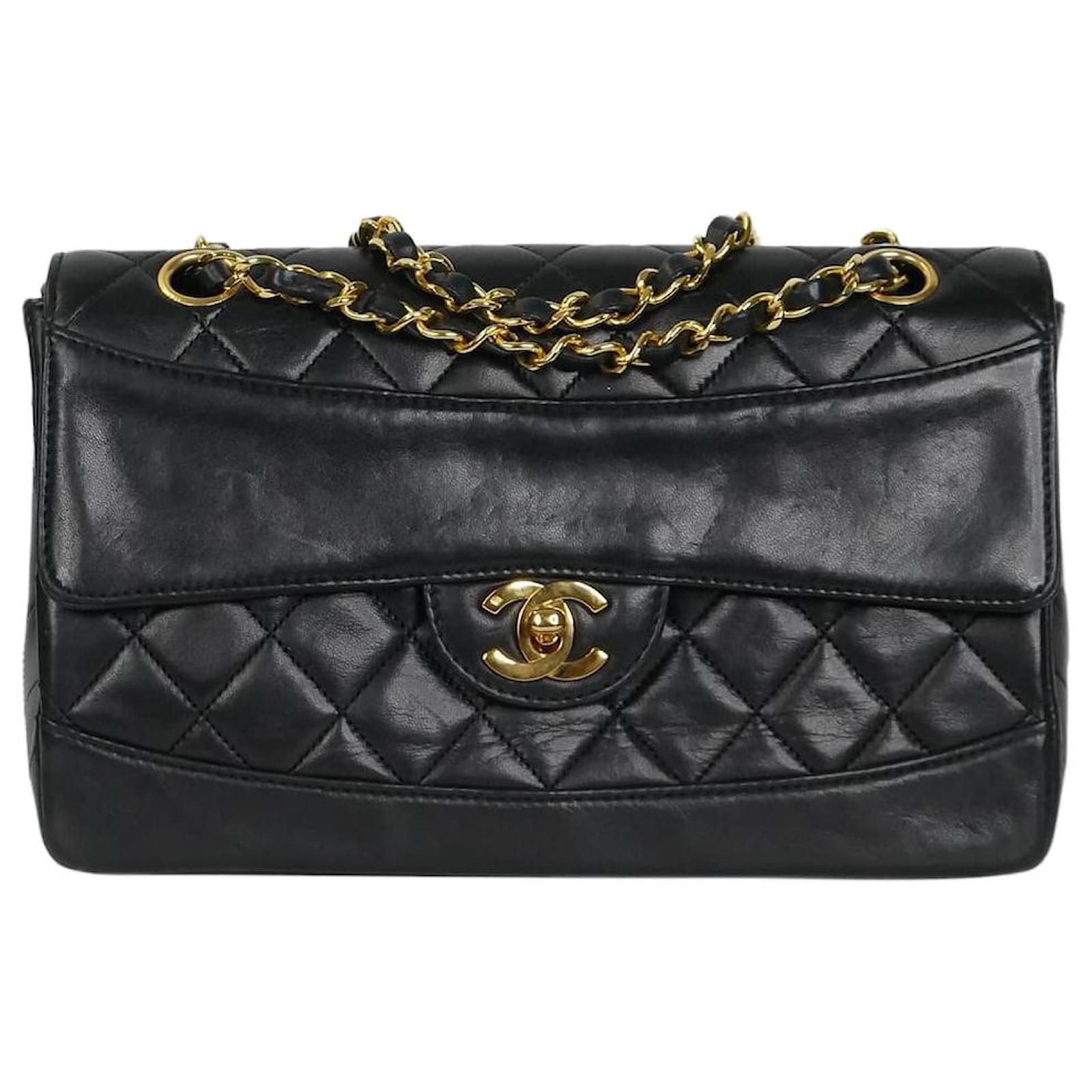 1989-1991 Vintage Chanel Small Classic Flap Black Lambskin Gold Hardwa –  Adore Adored