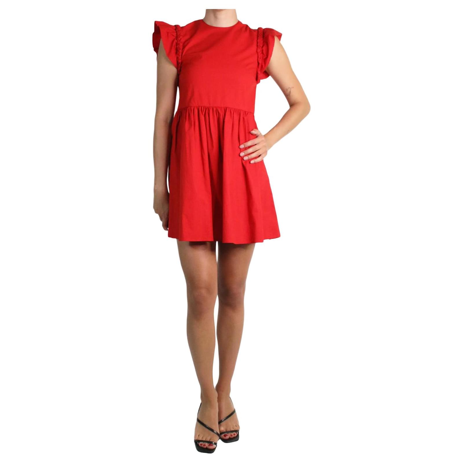 Red Valentino Red short-sleeve pleated mini dress - size IT 38