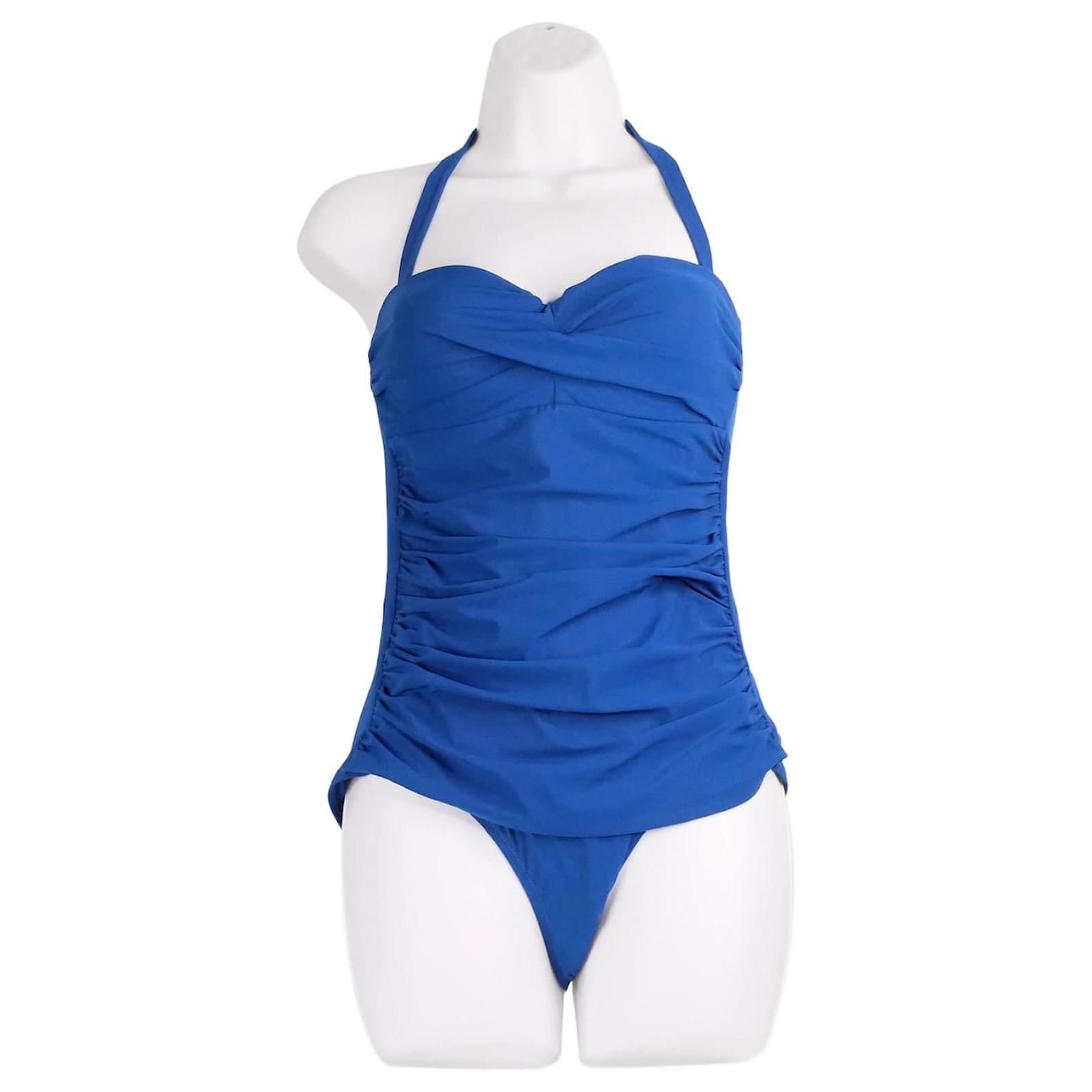 Royal Blue Ruched Halter One Piece