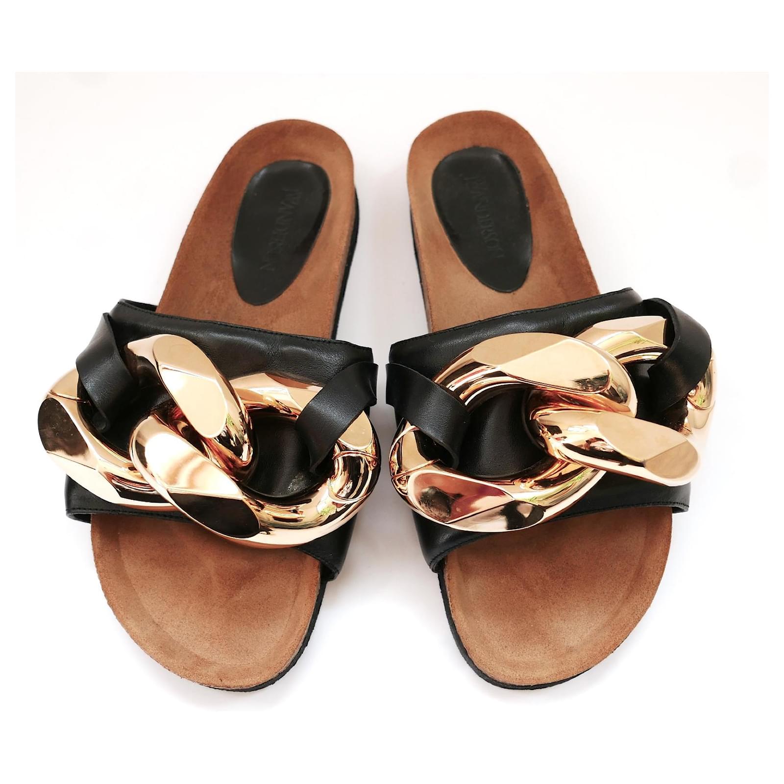 JW Anderson J W Anderson Chain slides sandals Black Leather