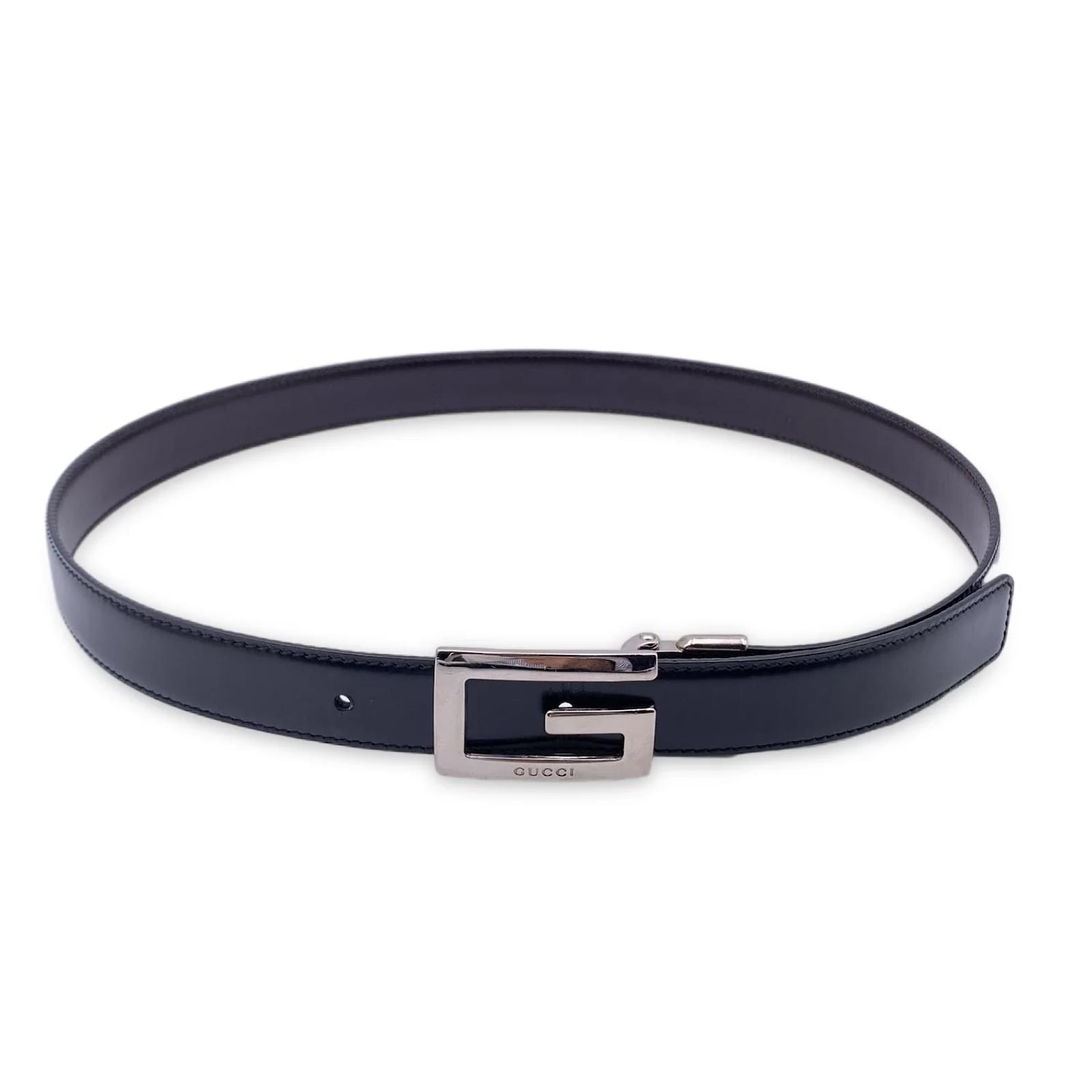 Reversible belt with Square G buckle in black/brown leather