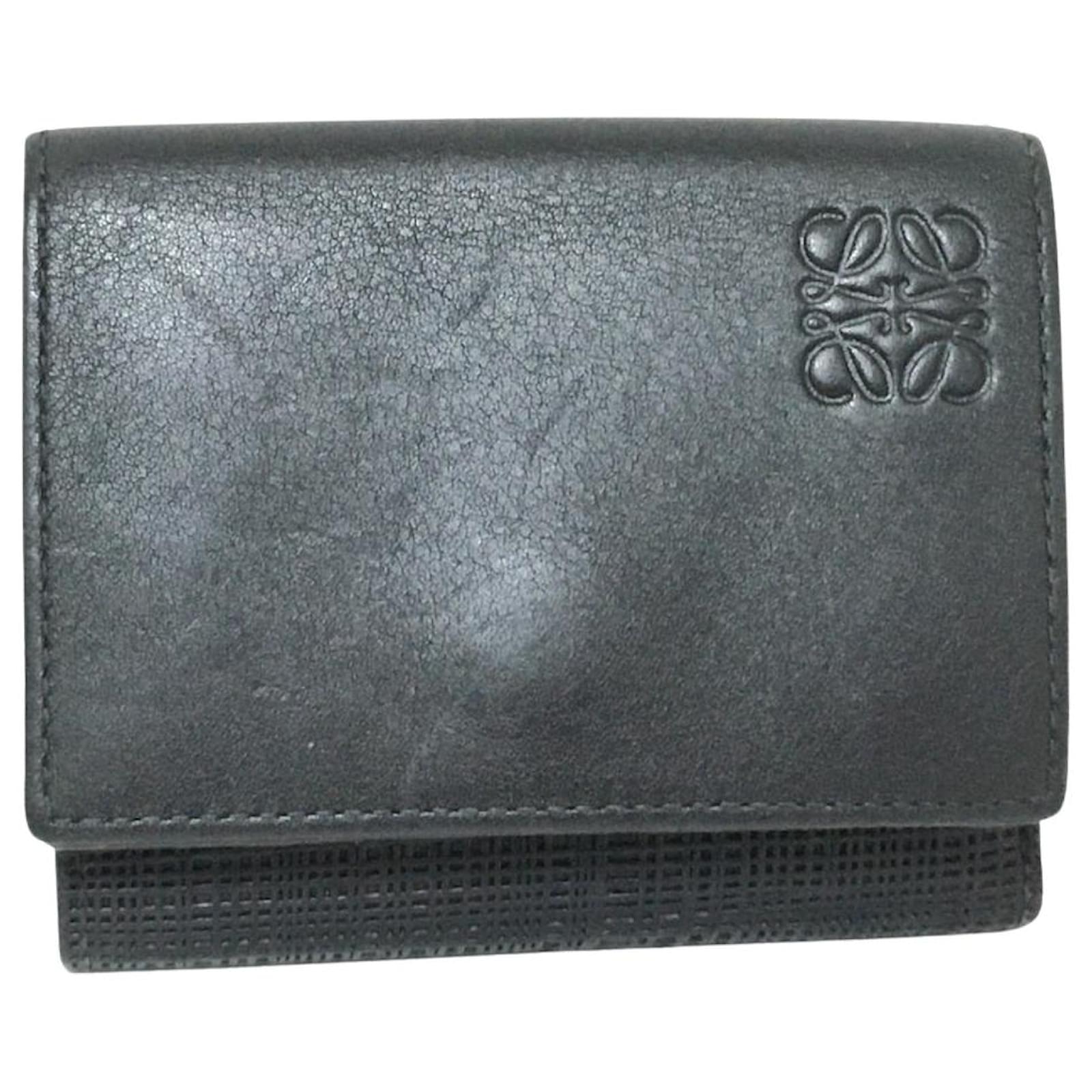 Loewe Trifold Wallet Black Leather ref.987958 - Joli Closet