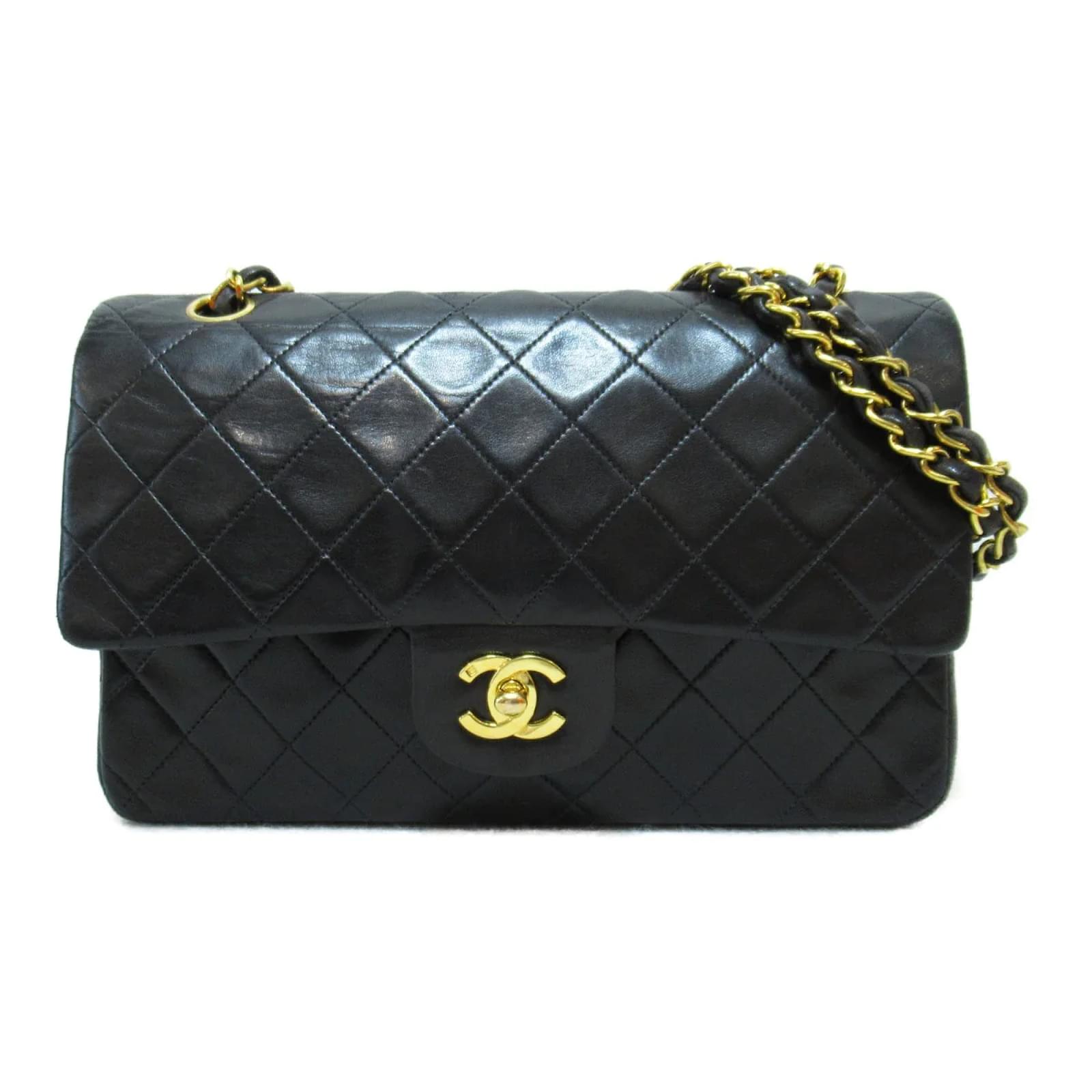 Chanel Medium Classic Double Flap Bag Black Leather Pony-style