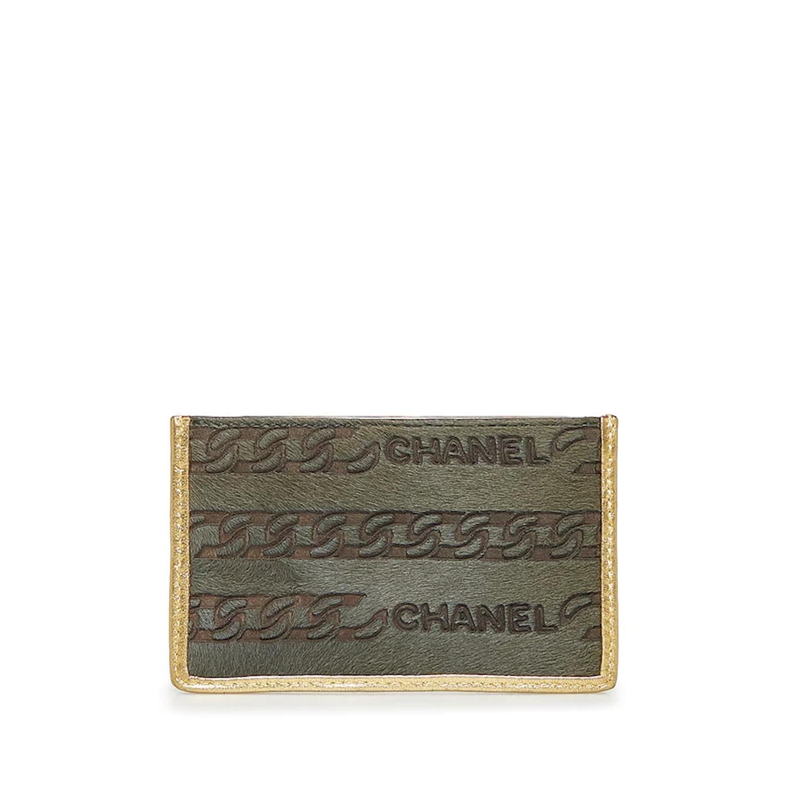CHANEL Metallic Caviar Quilted Zip Coin Purse Green 352884