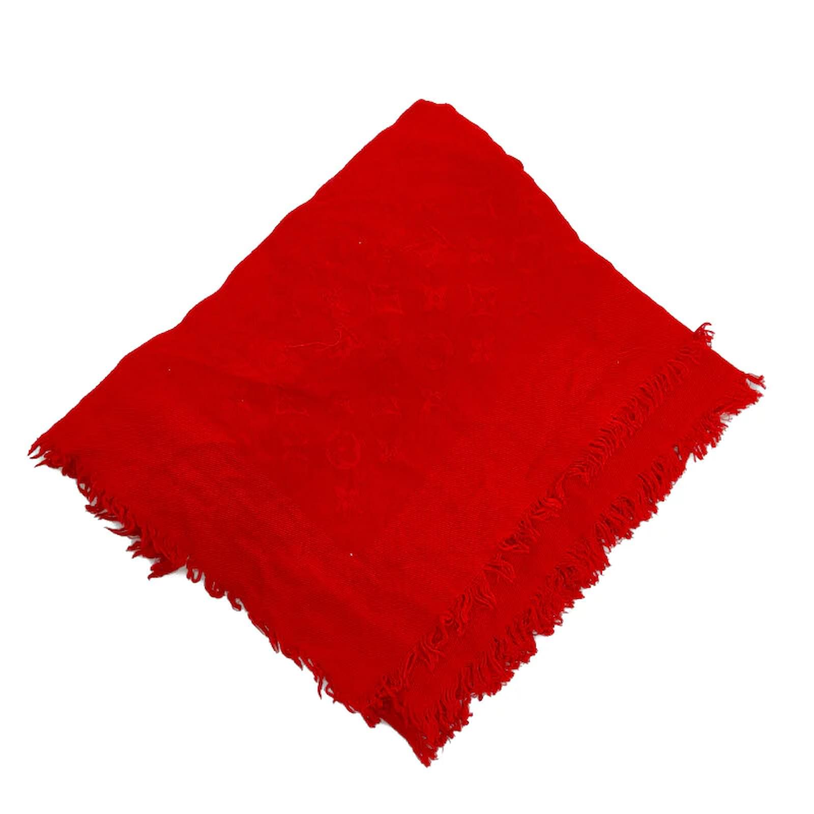 Scialle Louis Vuitton in seta e lana rossa con stampa mo…