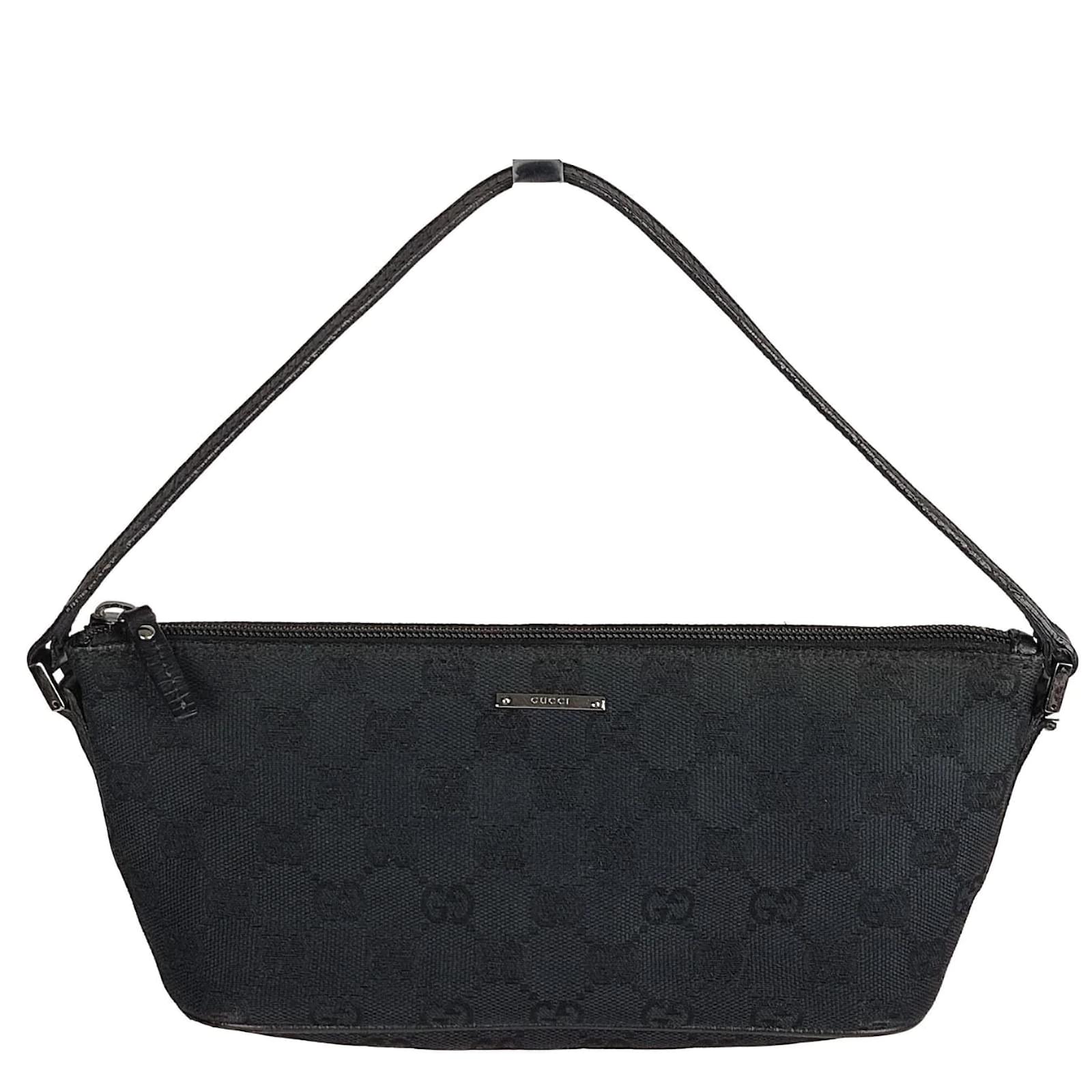 GUCCI Off The Grid GG Pattern Clutch Hand Bag Canvas Leather Black Italy  35RH917