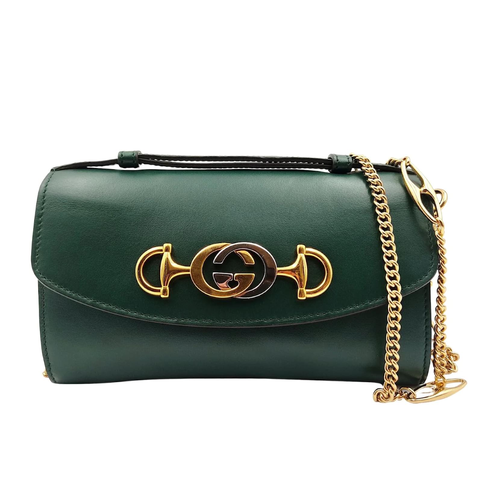 Gucci Horsebit Chain small shoulder bag in green leather
