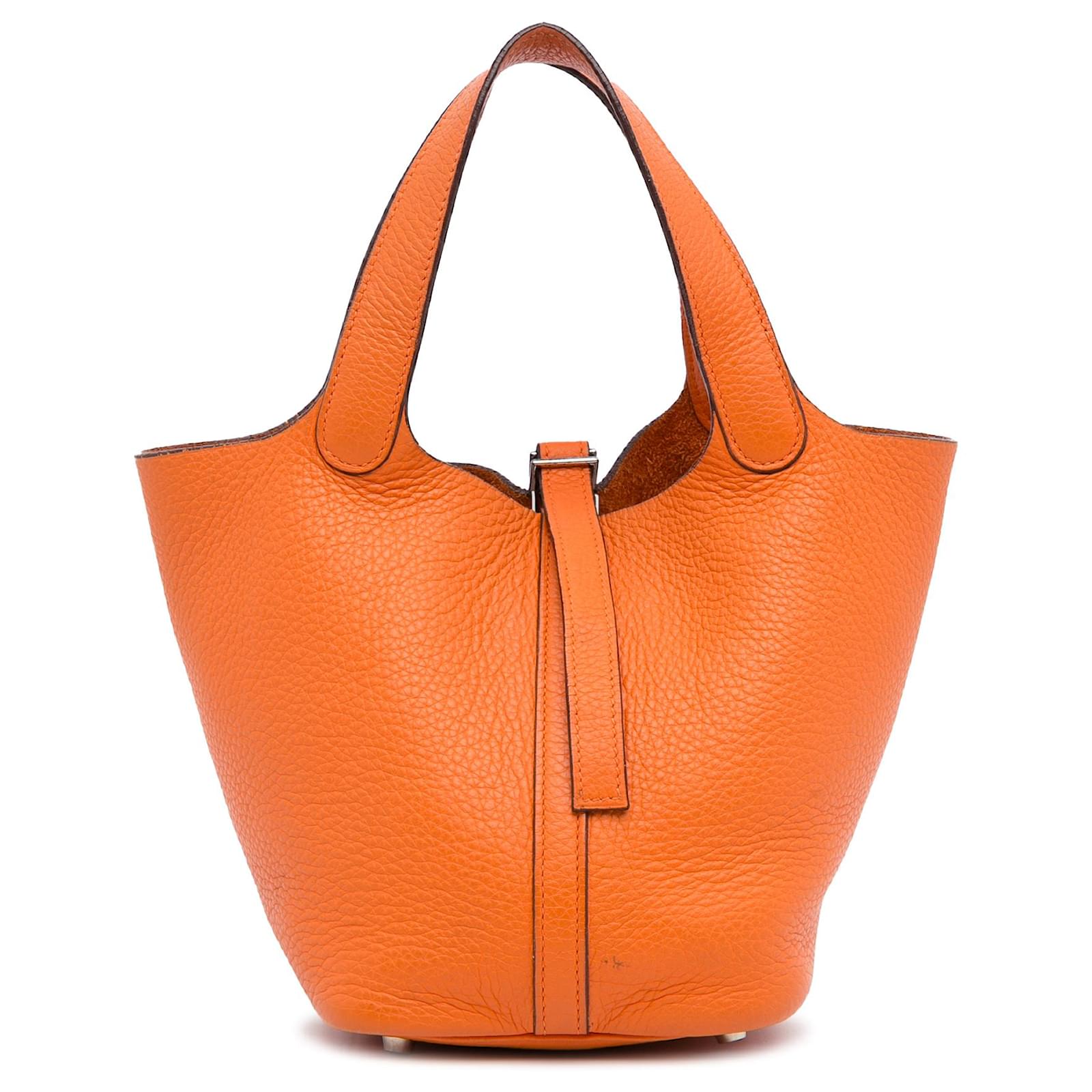 Hermès Hermes Orange Clemence Picotin Lock 18 Leather Pony-style calfskin  ref.989237 - Joli Closet