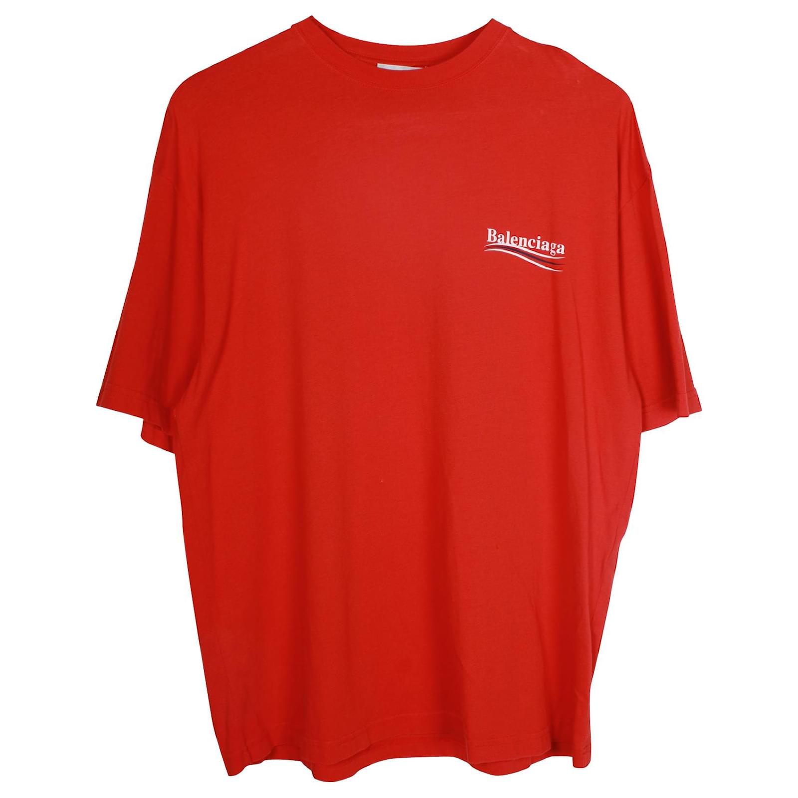 【関税・送料込】BALENCIAGA Political Logo コットンTシャツ Balenciaga Political Campaign Logo T-shirt in Red Cotton ref