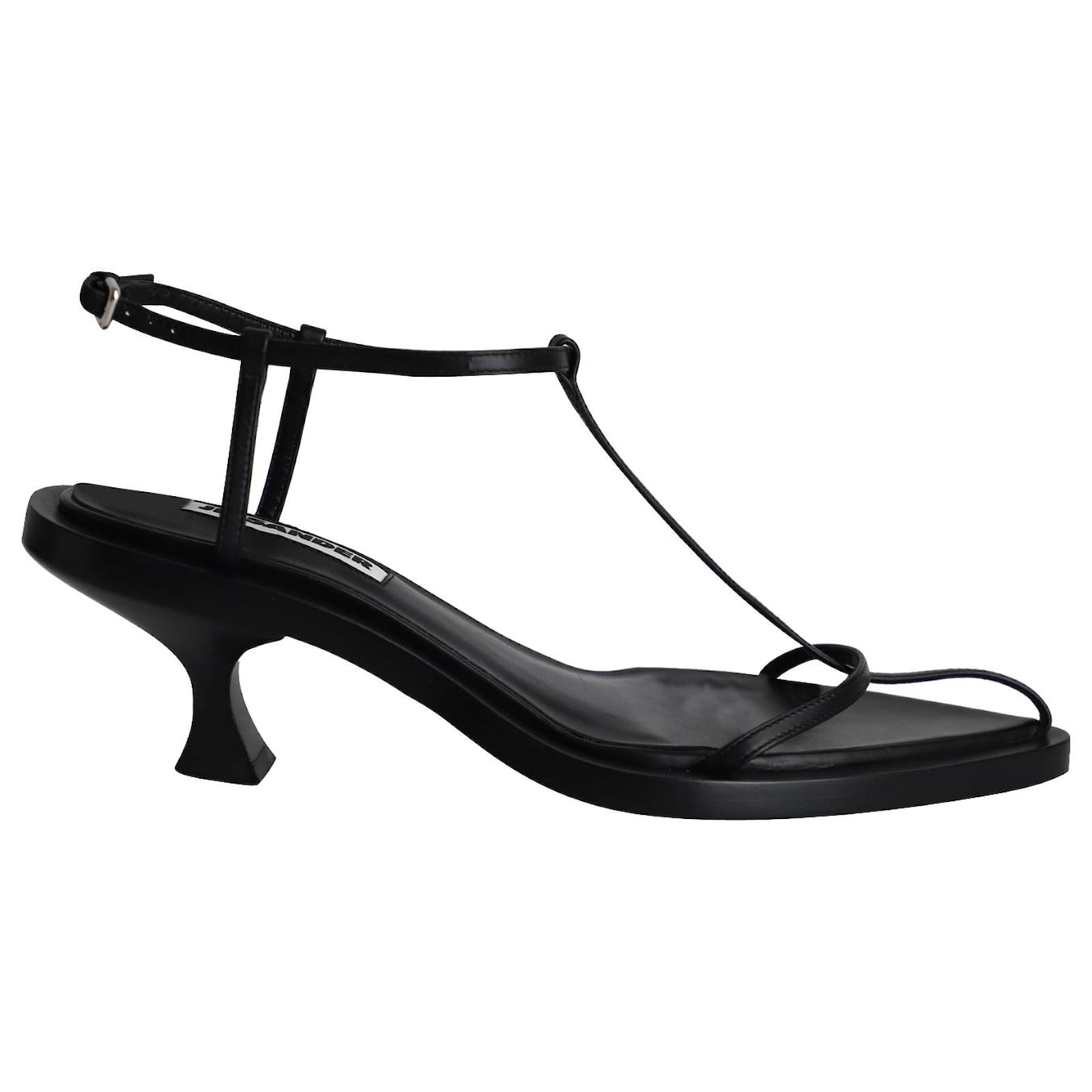 お歳暮 2025 Sandals T-Strap Sander Jil in ref.989565 Leather Black 靴