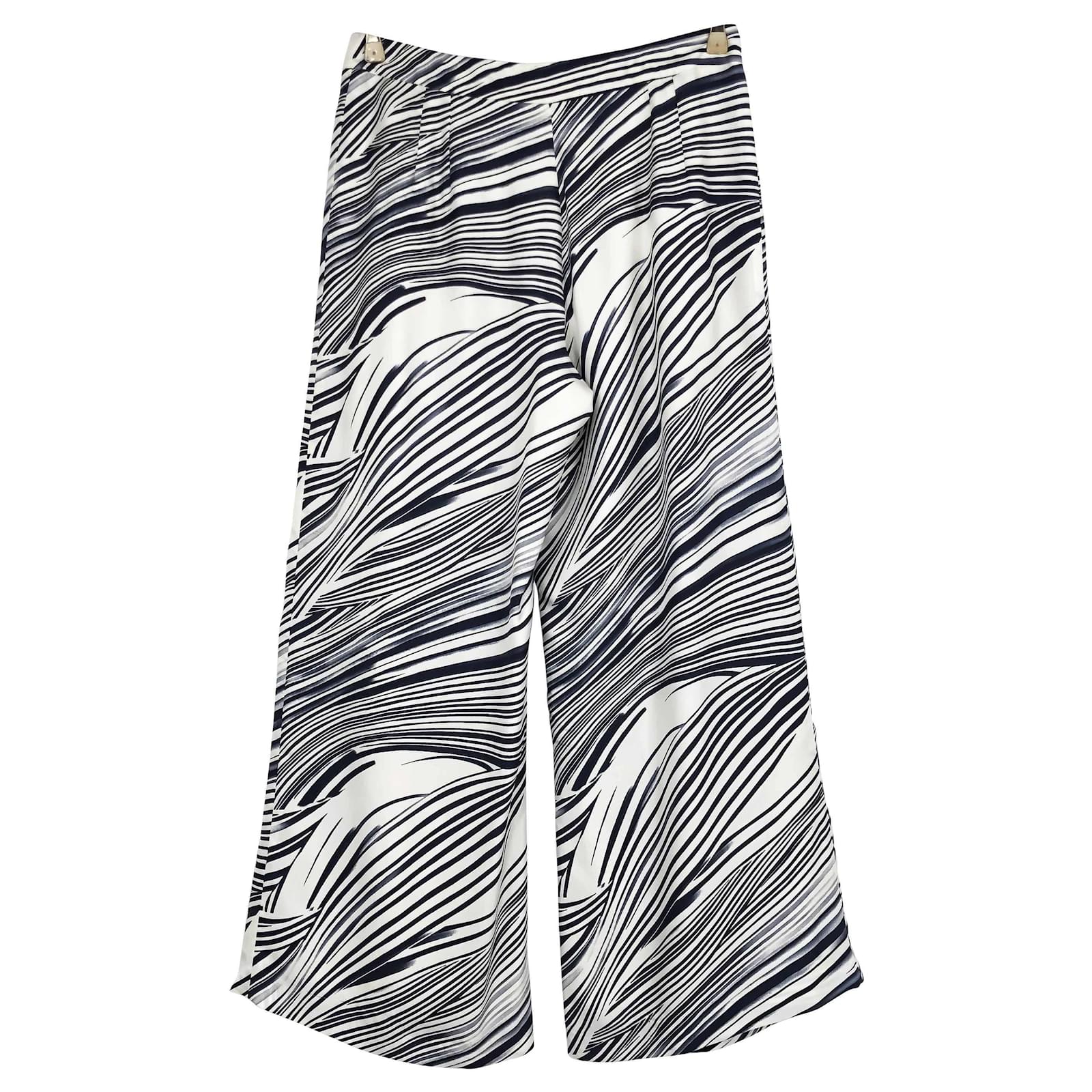 Carolina Herrera pants in navy & white stripe silk Blue ref.989585