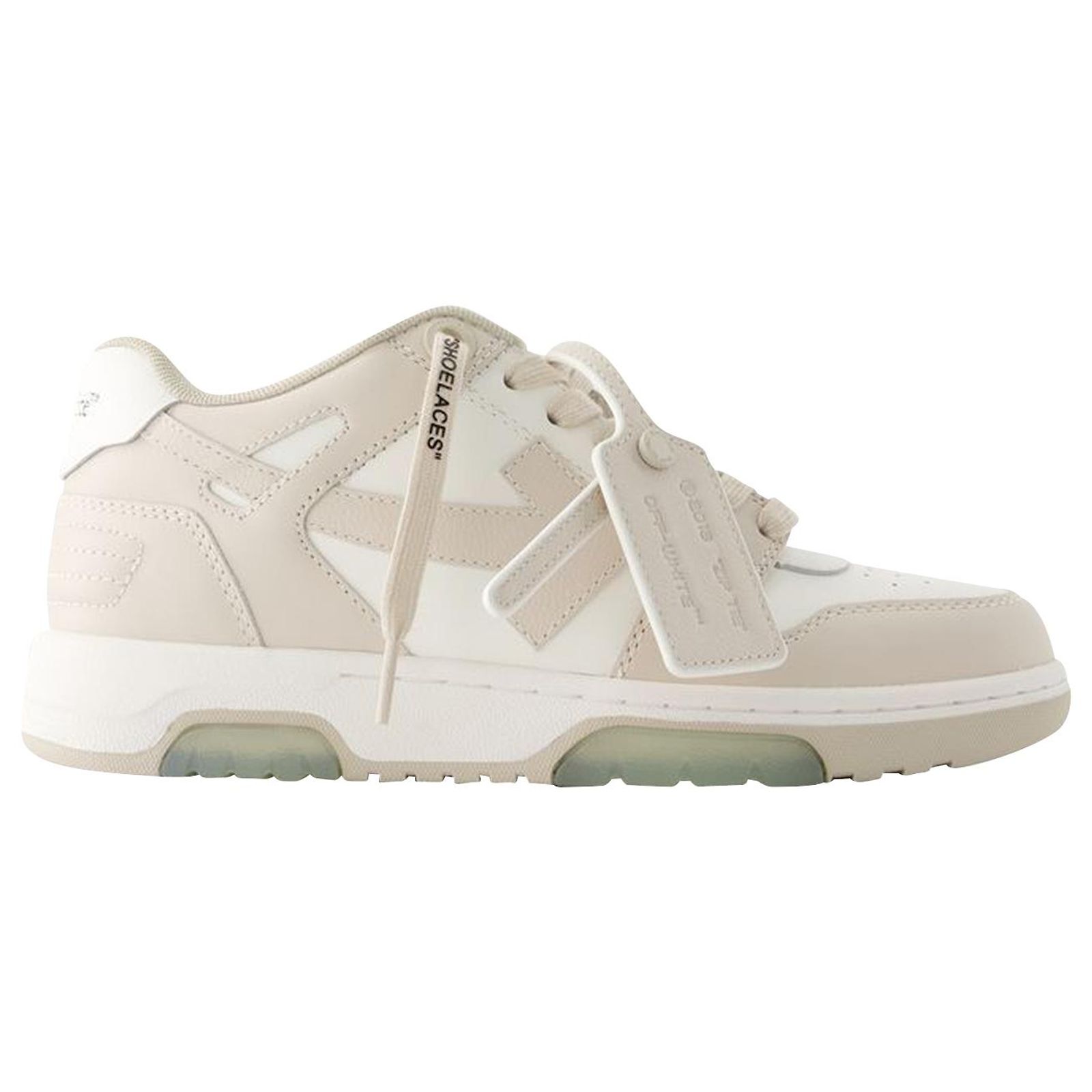 Baskets Off-White Out Of Office En Cuir - Taille 45, Blanc Cassé Et Noir, Neuf Avec étiquettes