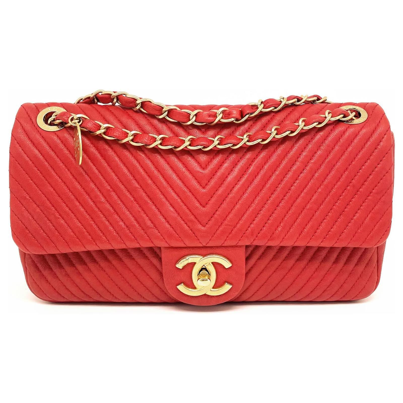 Handbags Chanel Chanel Classque Timeless Red Chevron Bag