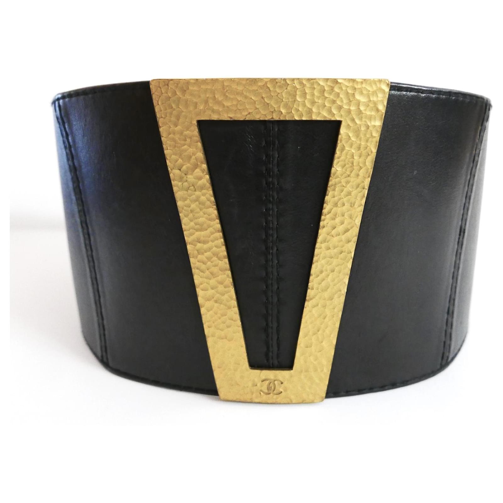 Chanel Pre-owned 1996 CC Buckle Leather Belt - Black
