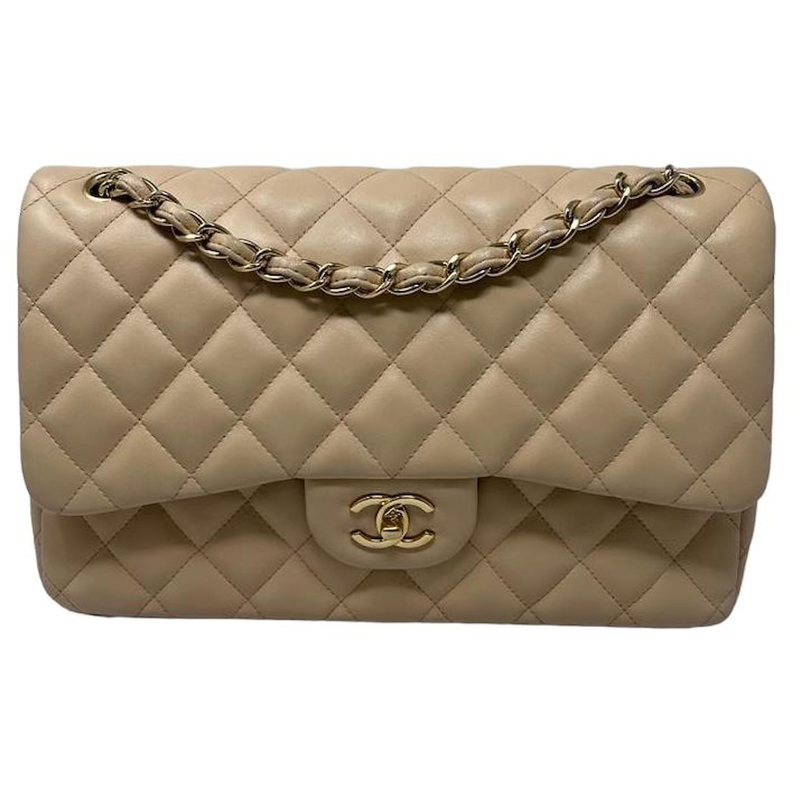 Chanel 2012 Quilted Caviar Classic Double Flap Bag in Beige