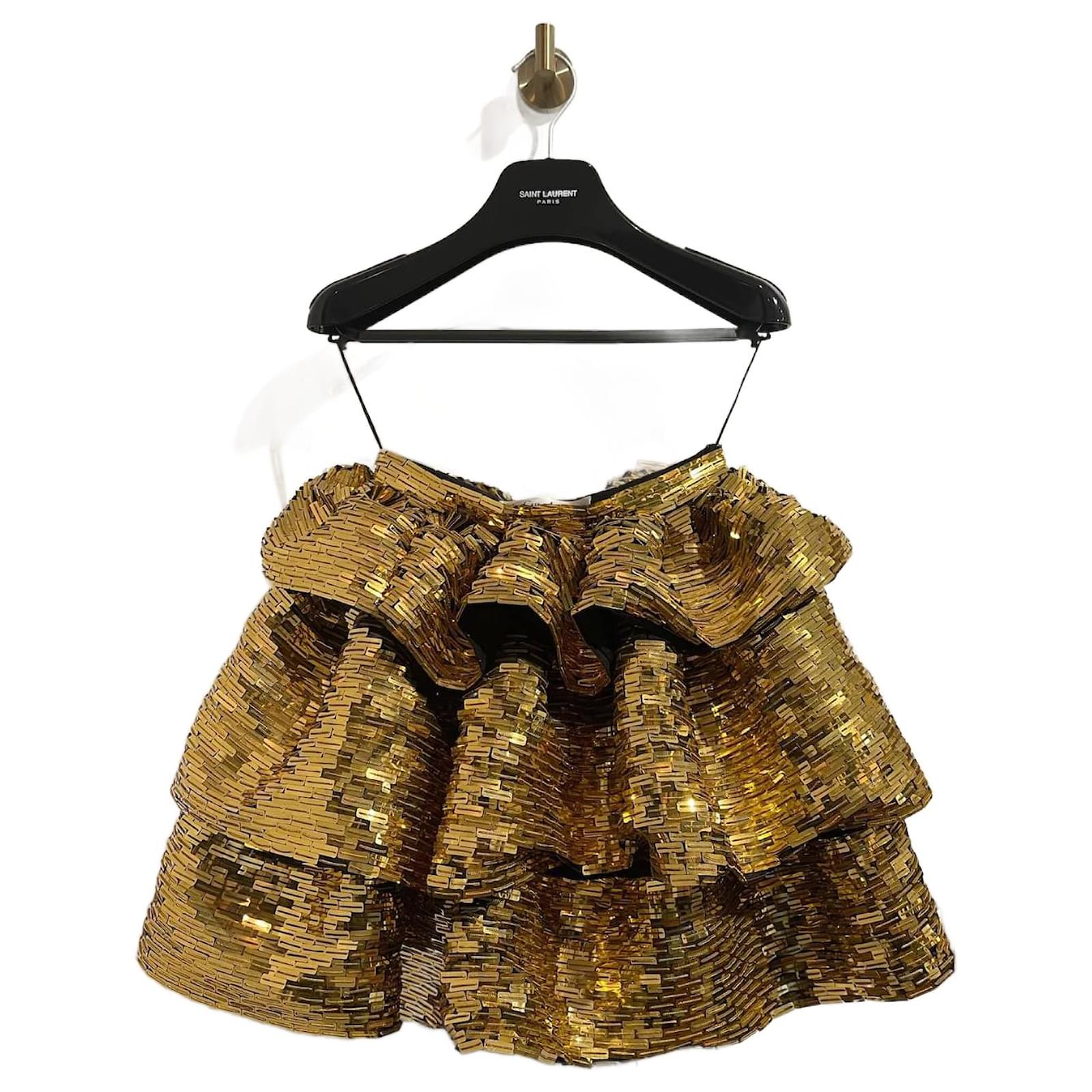 YVES SAINT LAURENT Skirts T.International XS Glitter Golden ref