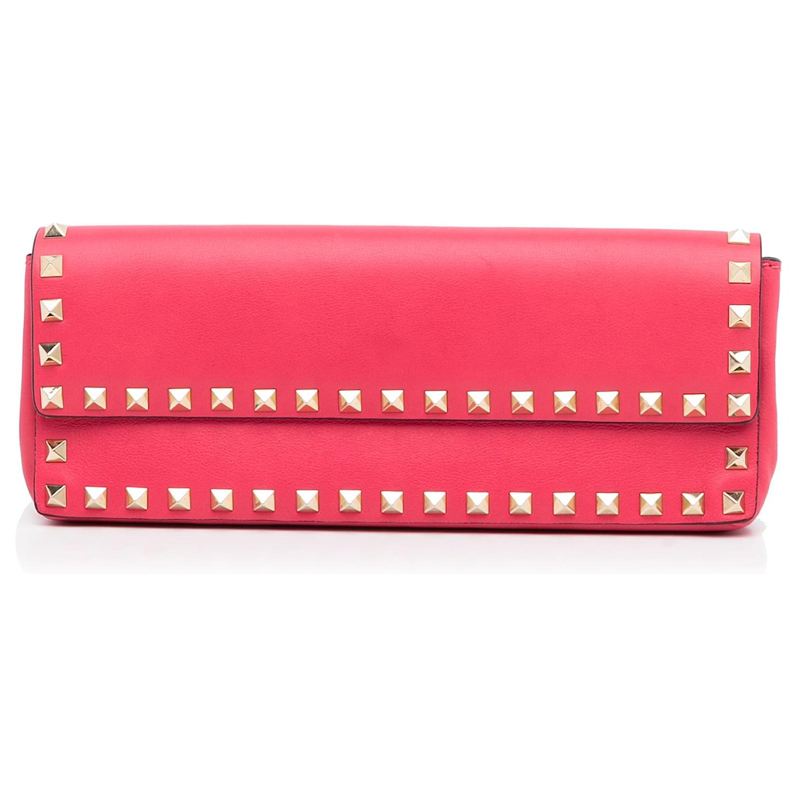 Valentino Pink Rockstud Flap Bracelet Leather Clutch bag Pony