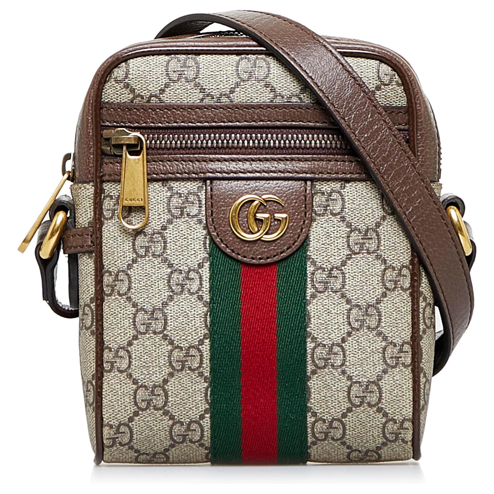 Brown Gucci Mini GG Supreme Ophidia Basketball Bag Satchel