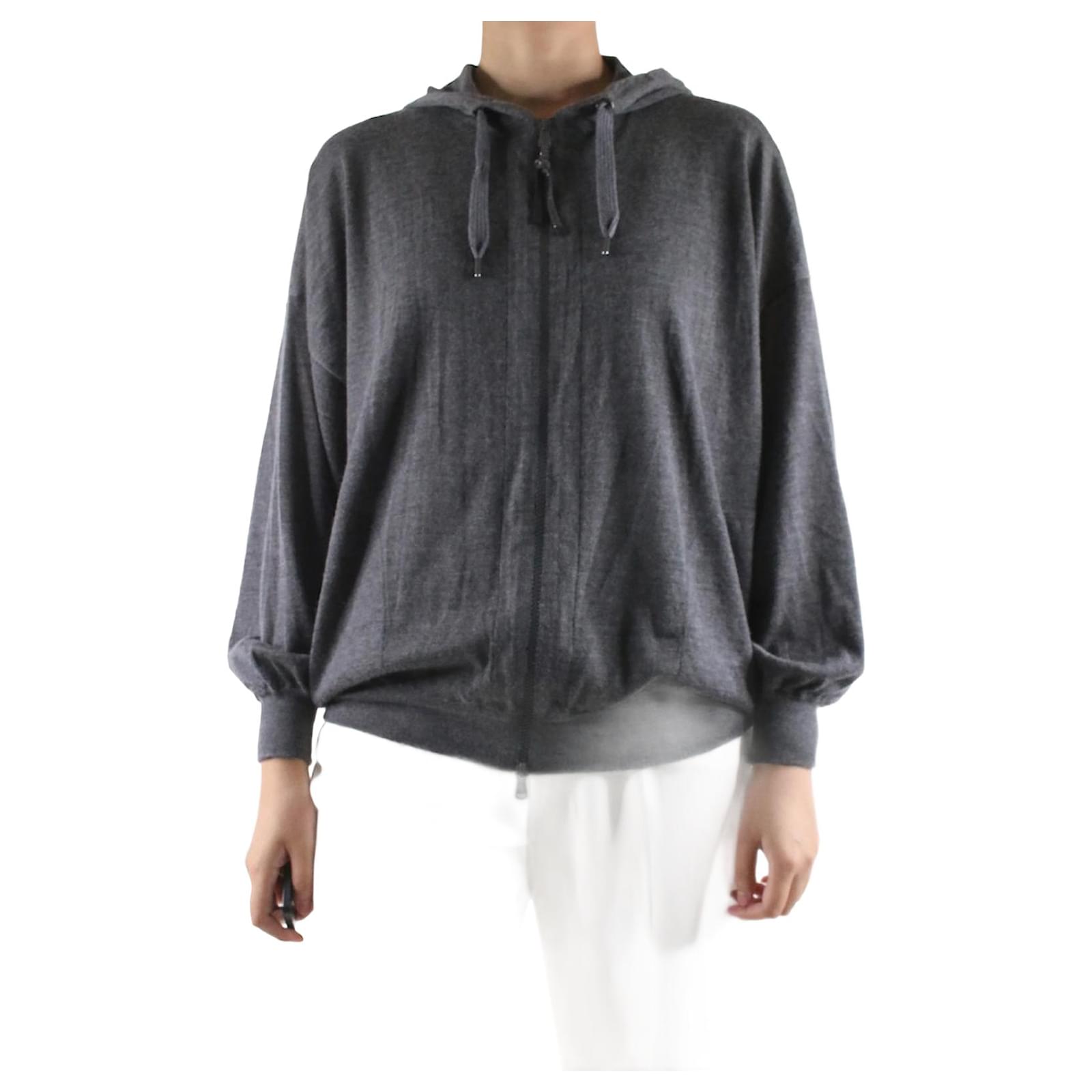 Brunello Cucinelli Grey cashmere blend hoodie - size S ref.991042