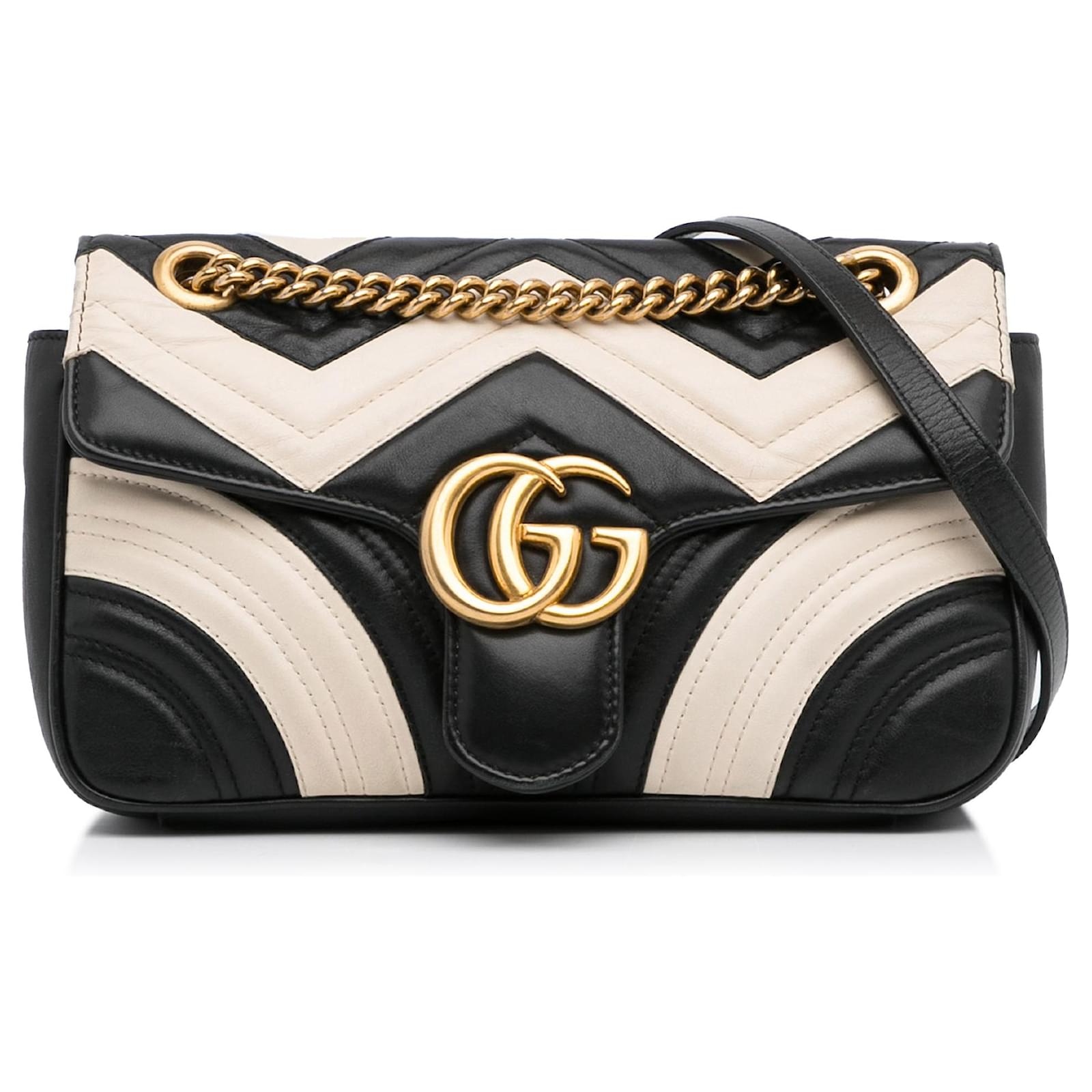 Sac A Bandouliere En Cuir Matelasse GG Marmont en Noir – Gucci