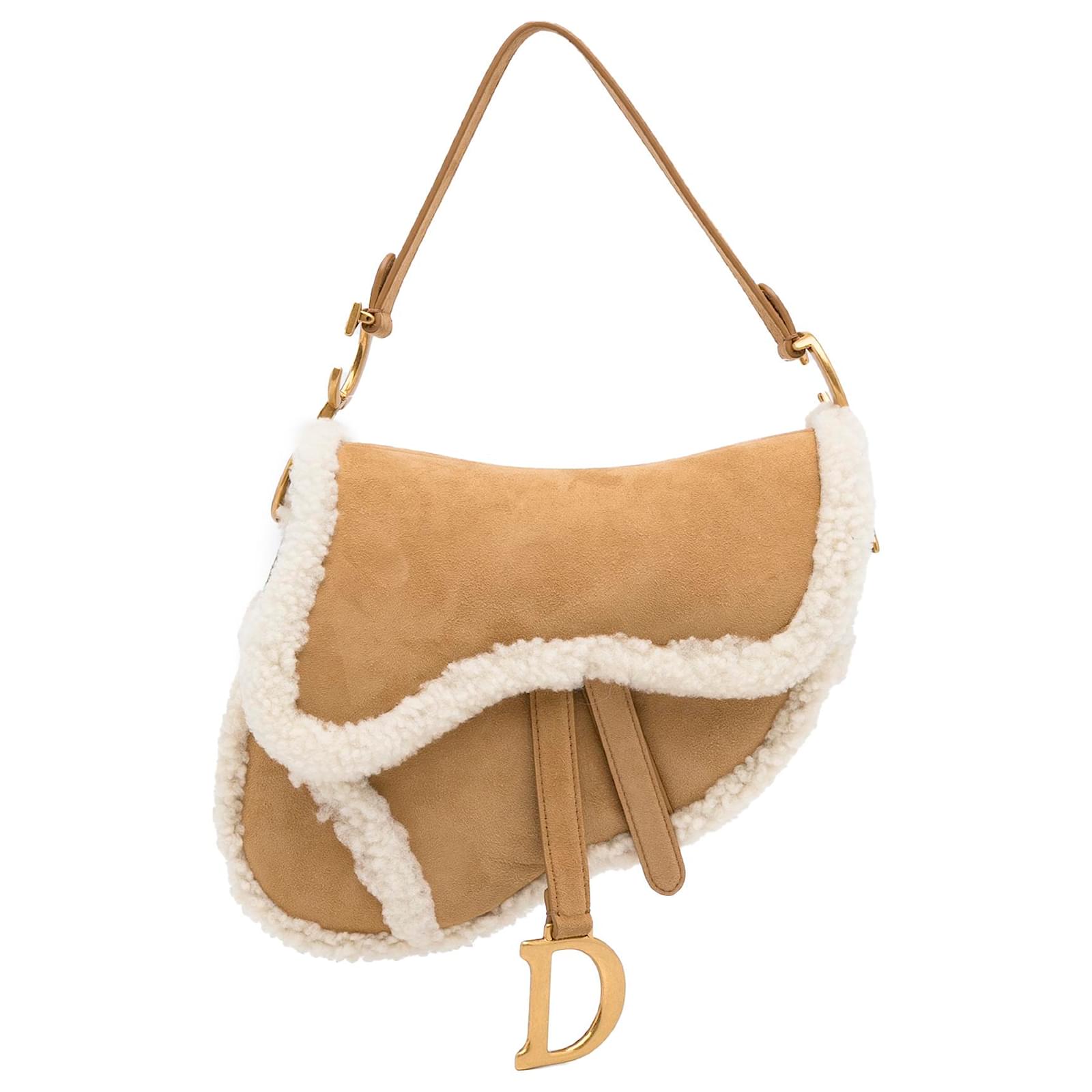 Dior Brown Shearling Saddle Bag Light brown Suede Leather ref.991318 - Joli  Closet