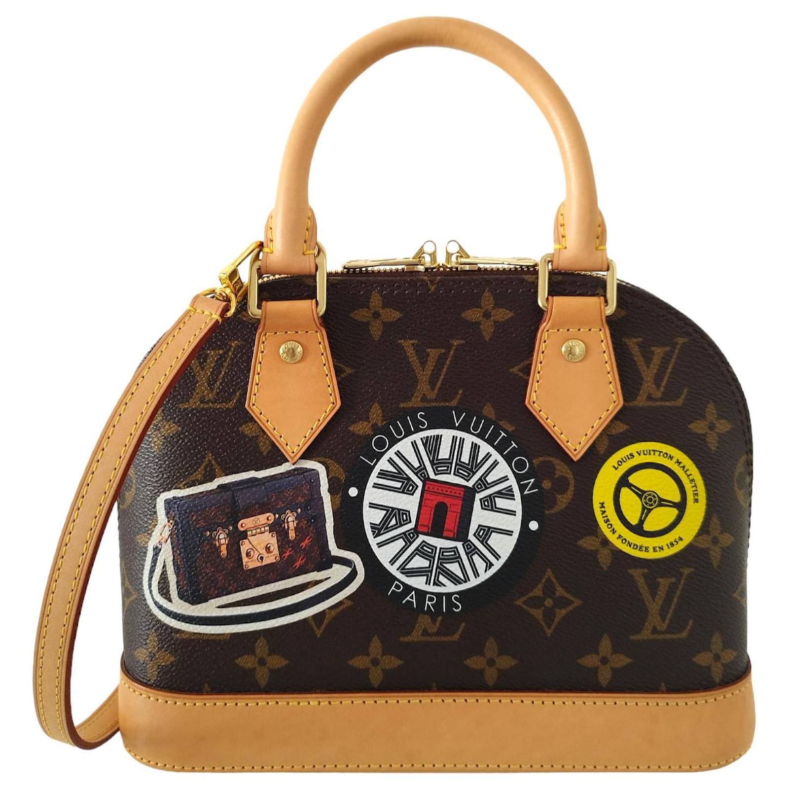 Alma Louis Vuitton Handbags Brown Leather Cloth ref.991377 - Joli