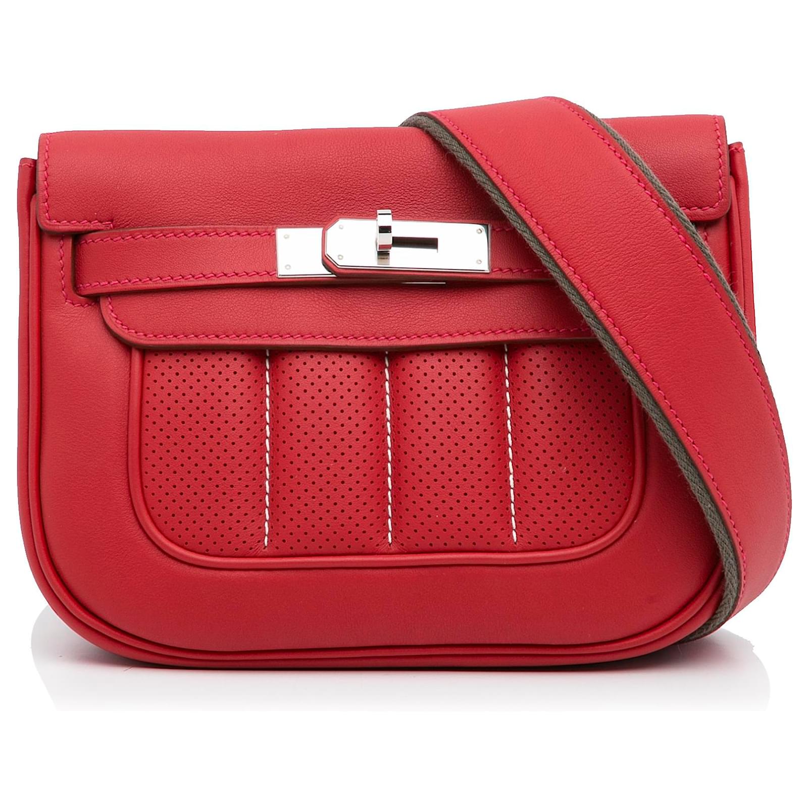 Hermès Hermes Red Mini Swift Berline Crossbody Leather Pony-style calfskin  ref.991623 - Joli Closet