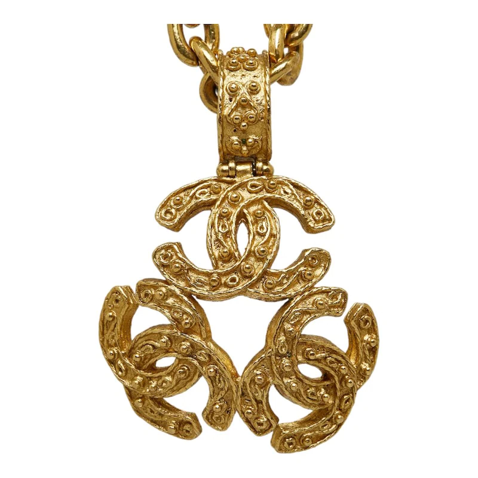 Chanel CC 1994 Triple Logo Chain Necklace Golden Metal ref.991888