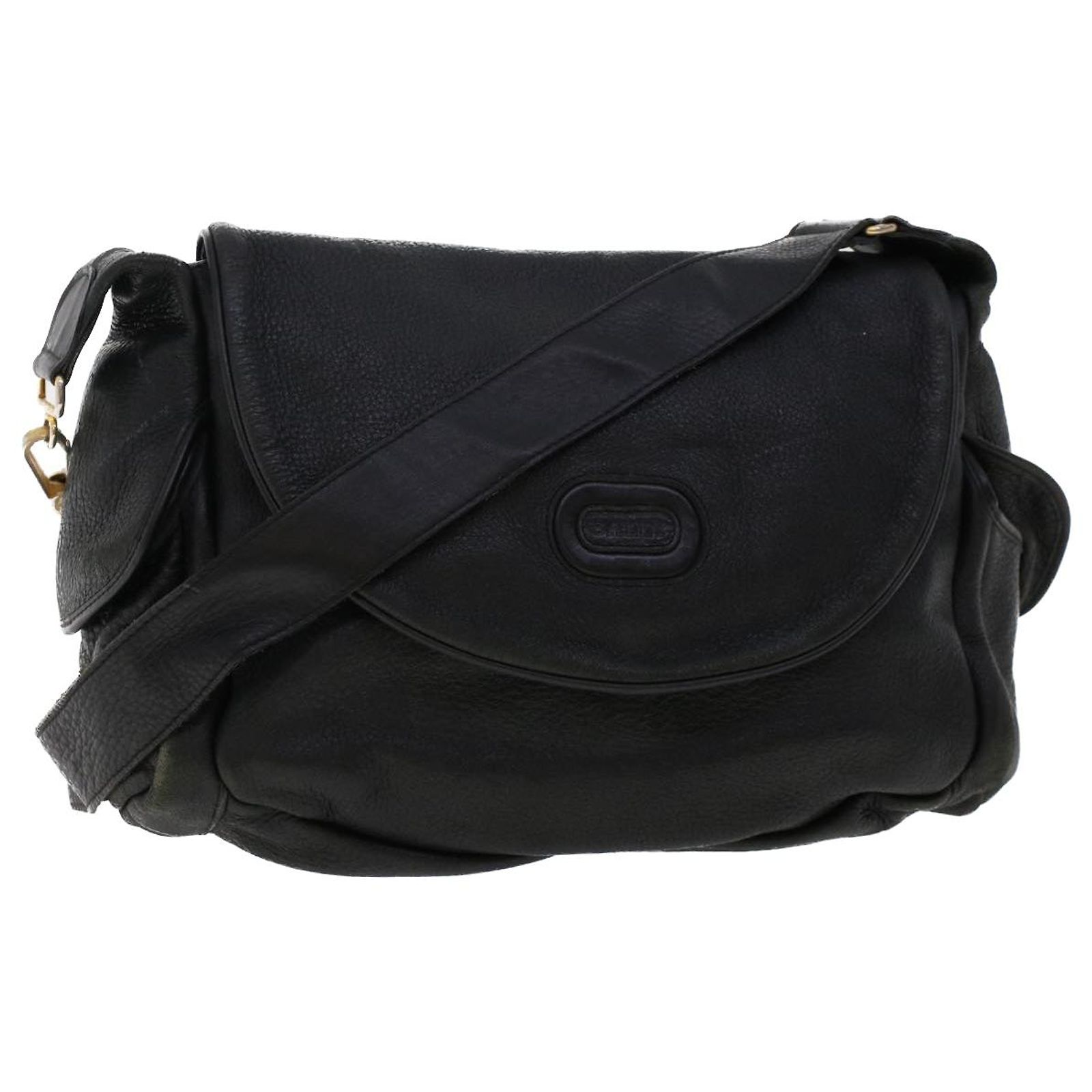 Sac à Bandoulière En Cuir TEXIER Noir - Très Bon état, Dimensions 24x14x4 Cm