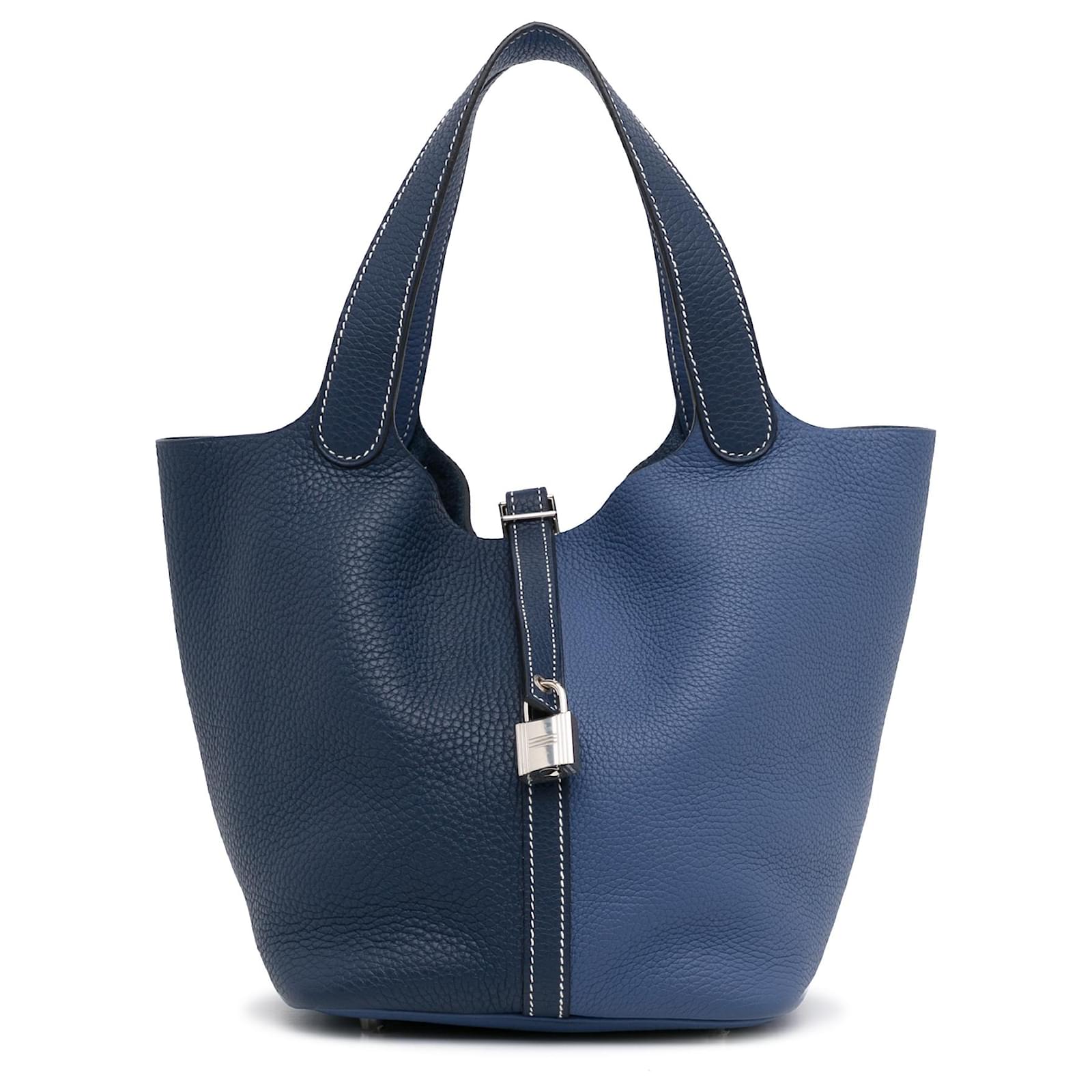 Hermès Hermes Blue Clemence Picotin 22 Leather Pony-style calfskin ref ...