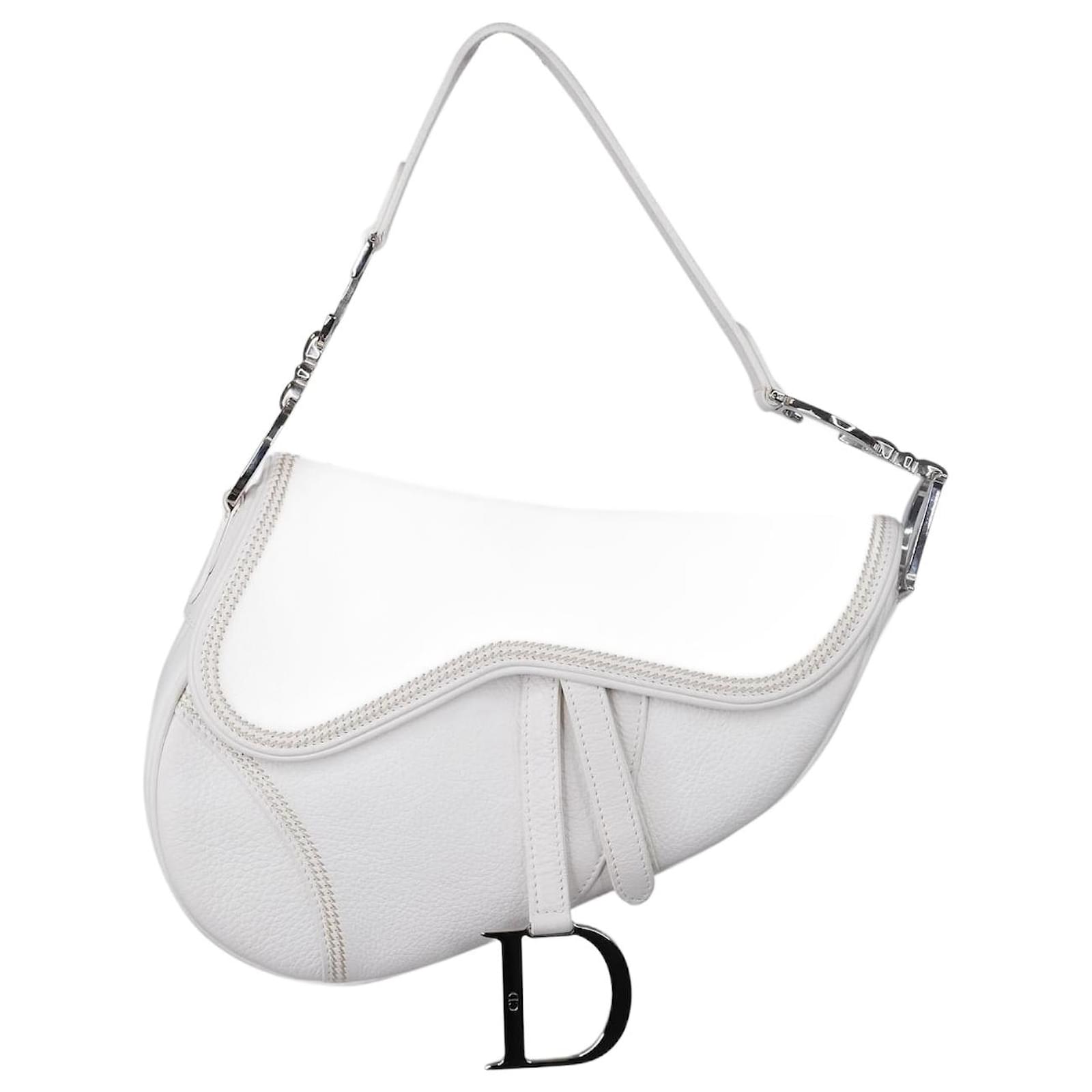 Dior White Leather Saddle Bag Dior