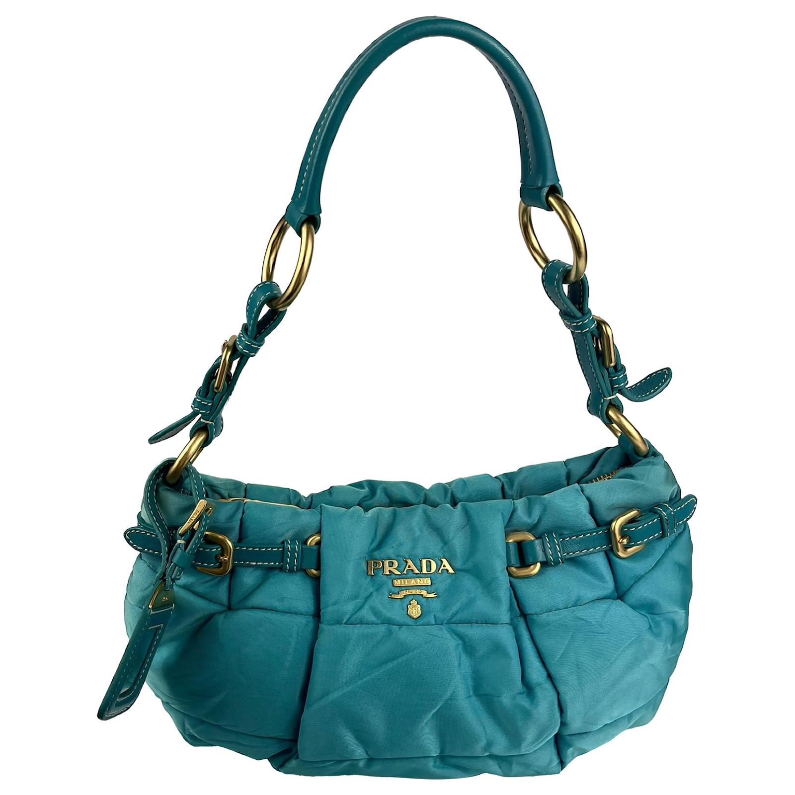 Handbags Prada Prada Nylon Shoulder Blue Bag Size Unique Inter