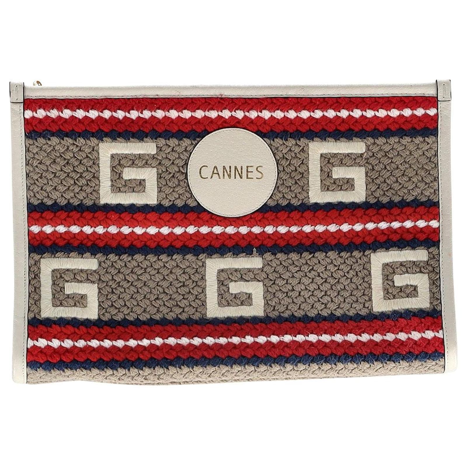 Gucci Cannes Crochet Pouch in 'Natural' Brown Wool Cloth ref.993917 - Joli  Closet