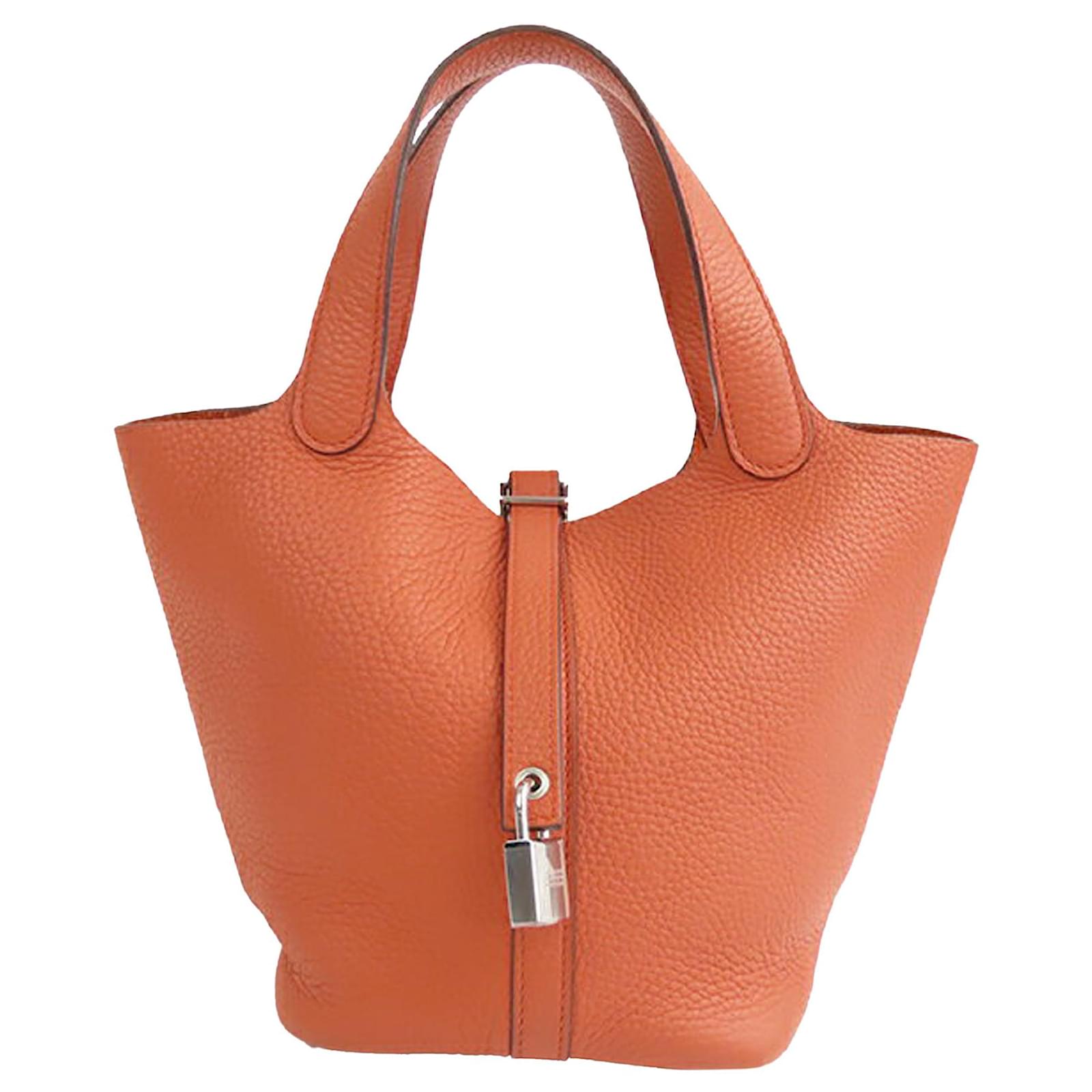 Hermès Hermes Orange Picotin Lock PM Leather Pony-style calfskin ref.994094  - Joli Closet