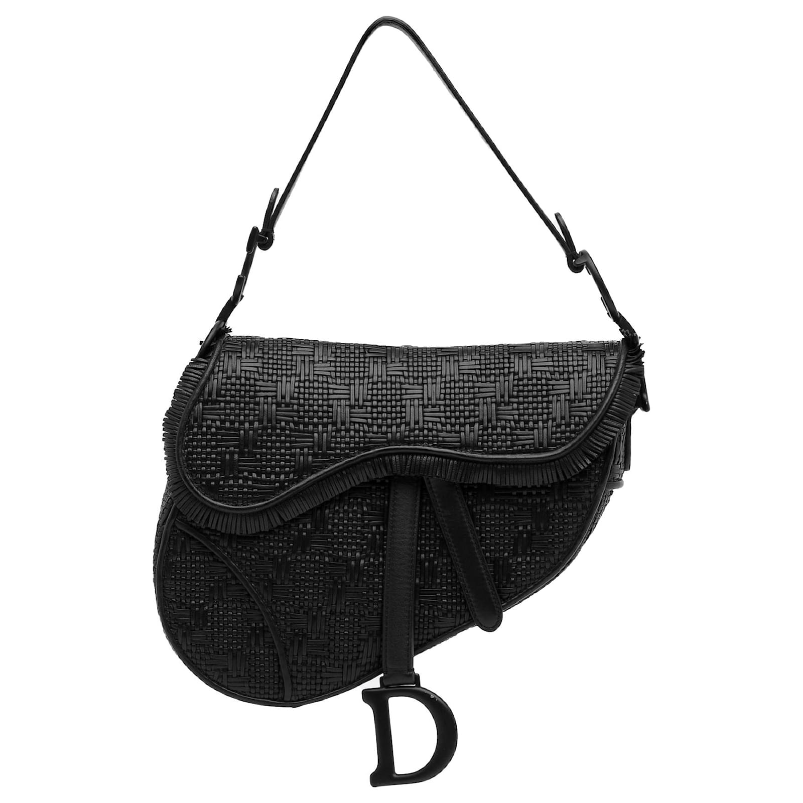 Saddle Bag with Strap Black Ultramatte Calfskin