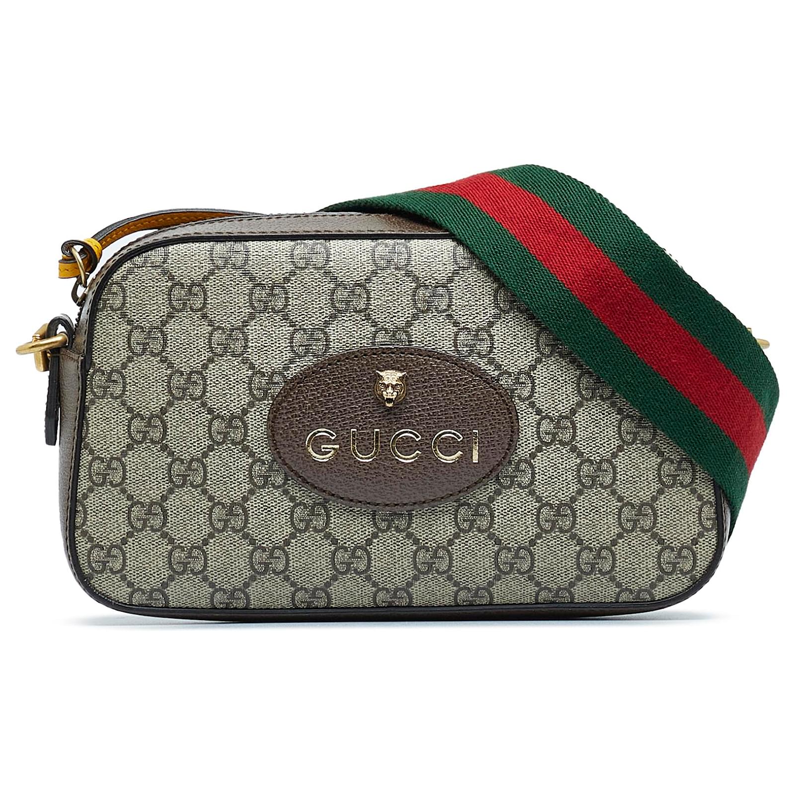GUCCI Beige GG Supreme Canvas and Leather Small Neo Vintage Messenger