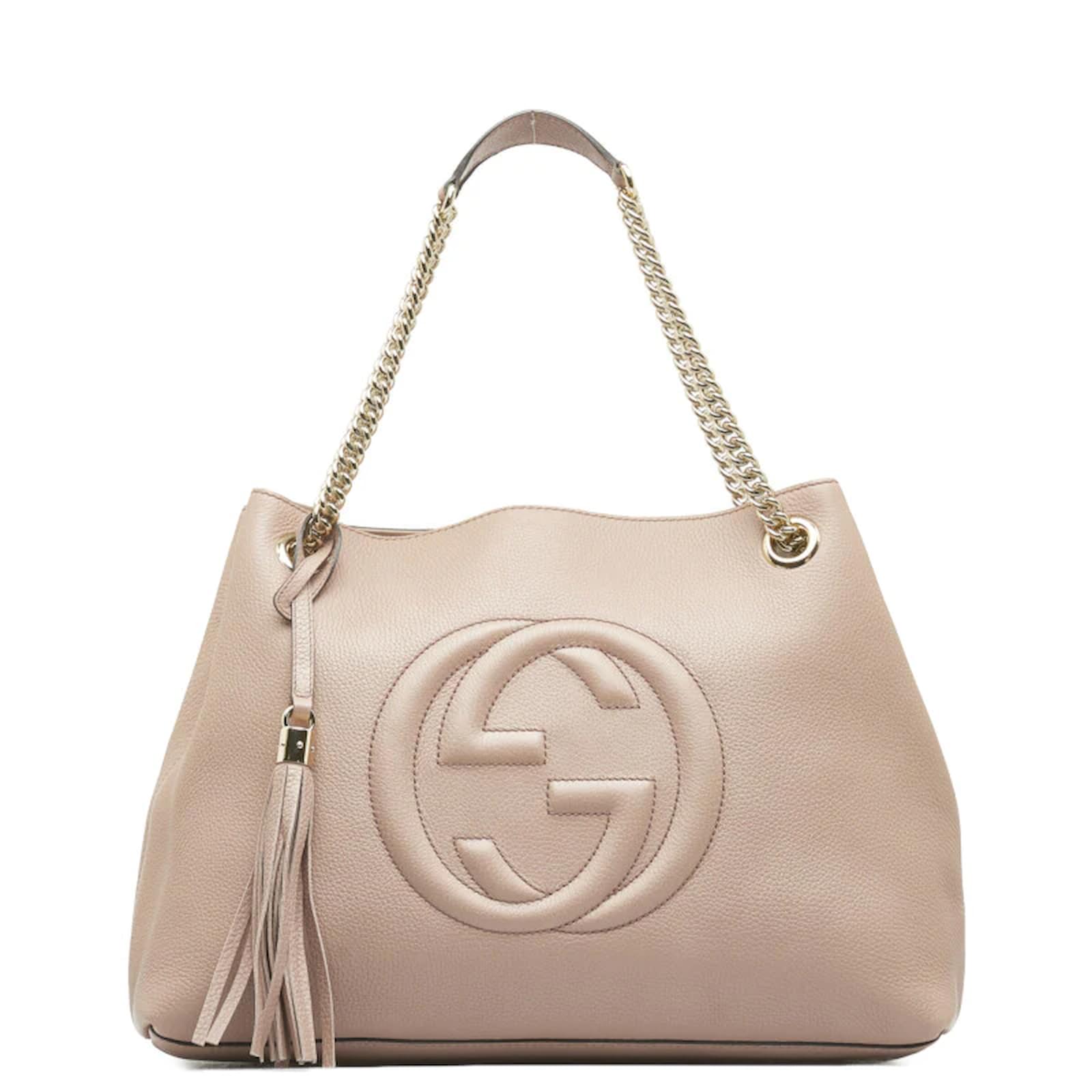 Gucci Soho Chain Shoulder Bag 308982 Pink Leather Pony-style