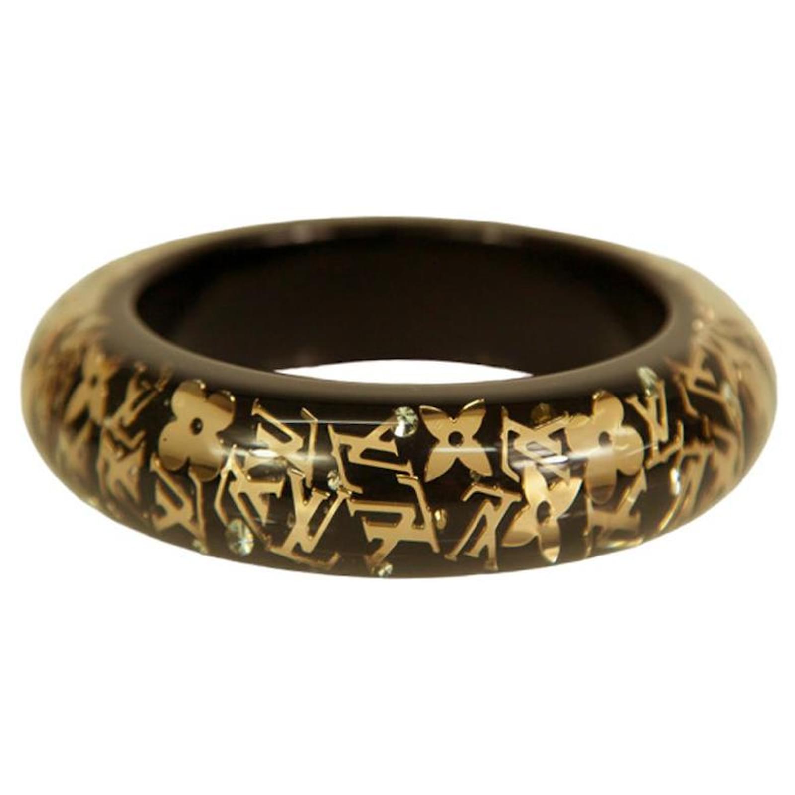Louis Vuitton black with gold Inclusion resin sequins bangle