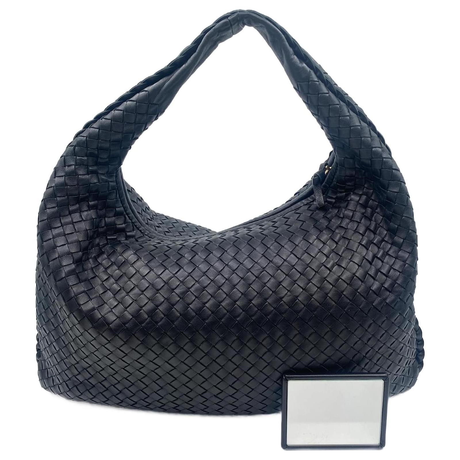 BOTTEGA VENETA 25S LARGE VENETO BAG 38 IN BLACK CALFSKIN SILVER HARDWARE