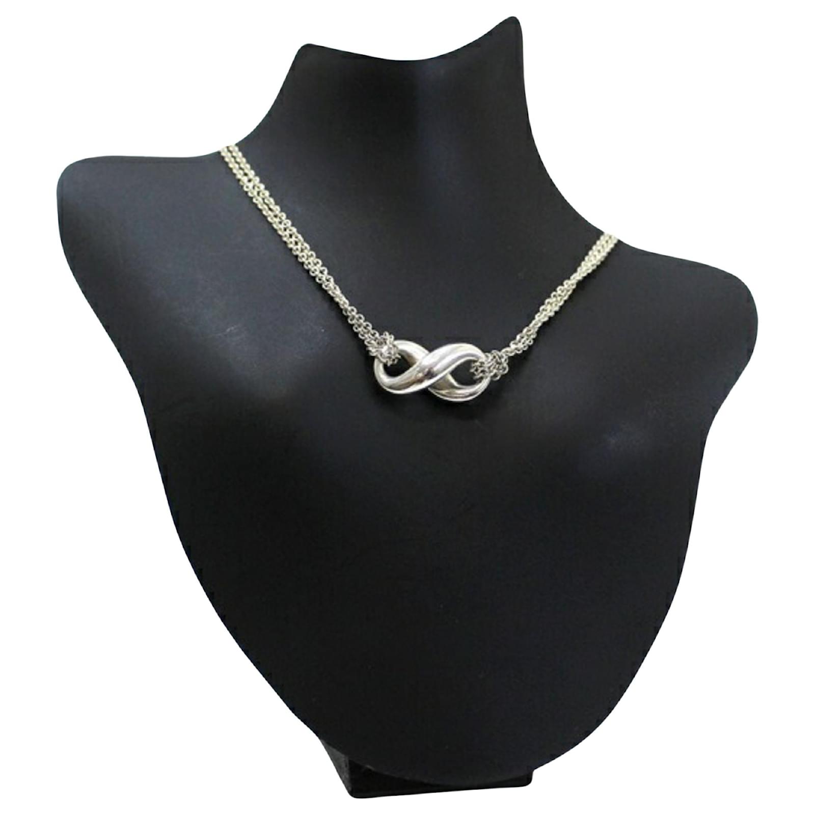 silvery silver tiffany co infinity necklaces