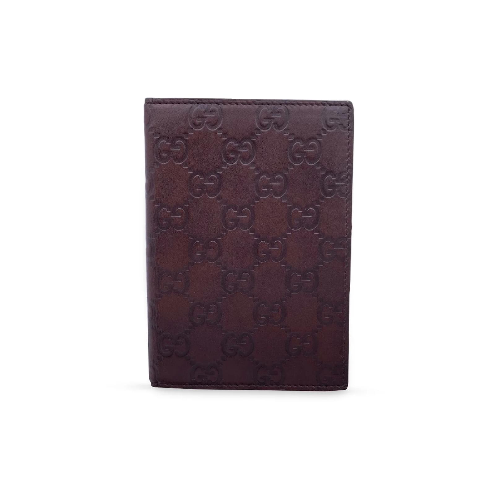 Gucci Micro Guccissima Brown Leather Passport Holder Wallet
