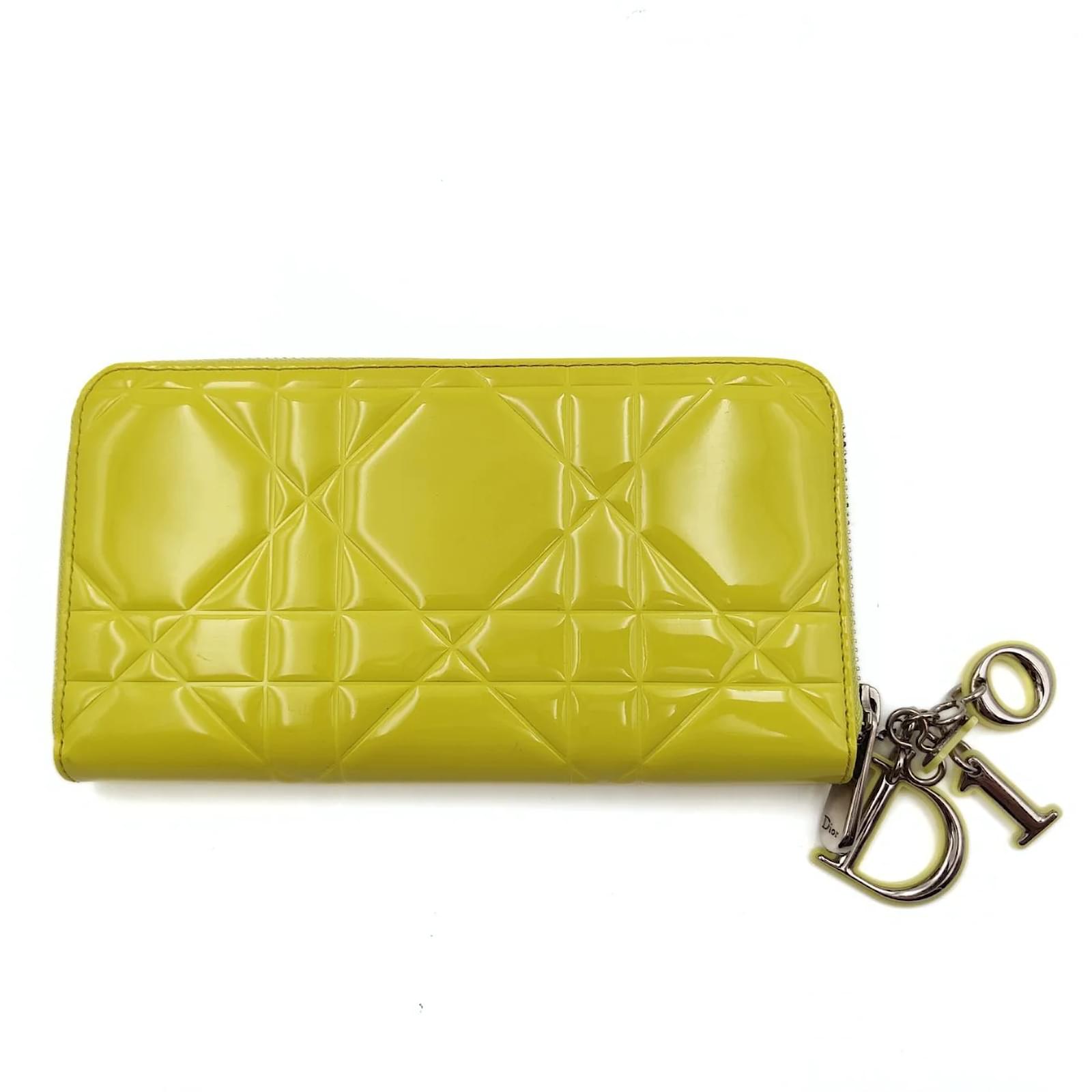 Dior Christian Dior Lady Dior wallet in yellow patent leather ref.995743 -  Joli Closet