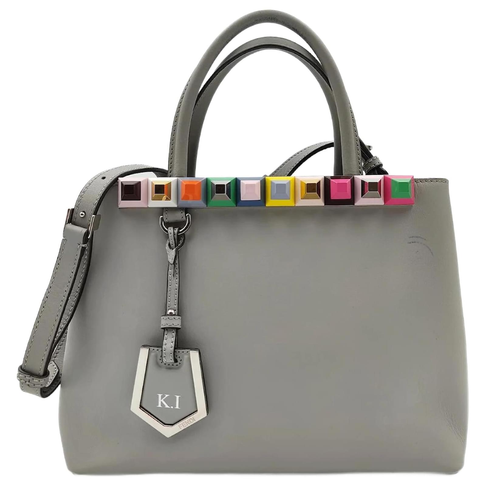 FENDI FENDI 2Jours shoulder bag in gray leather Grey ref.995763