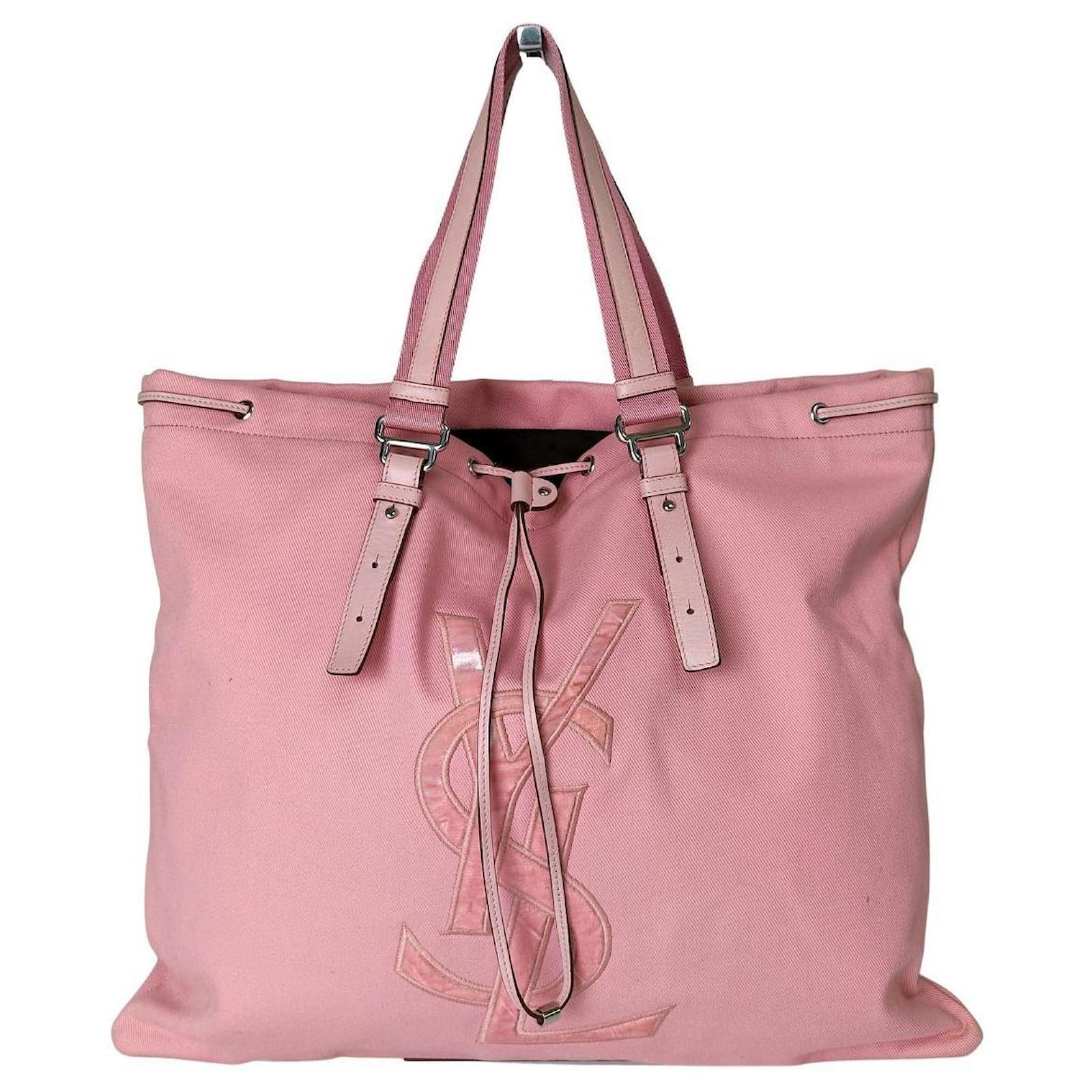 Saint Laurent Yves Saint Laurent canvas shopper bag Pink Cloth ref