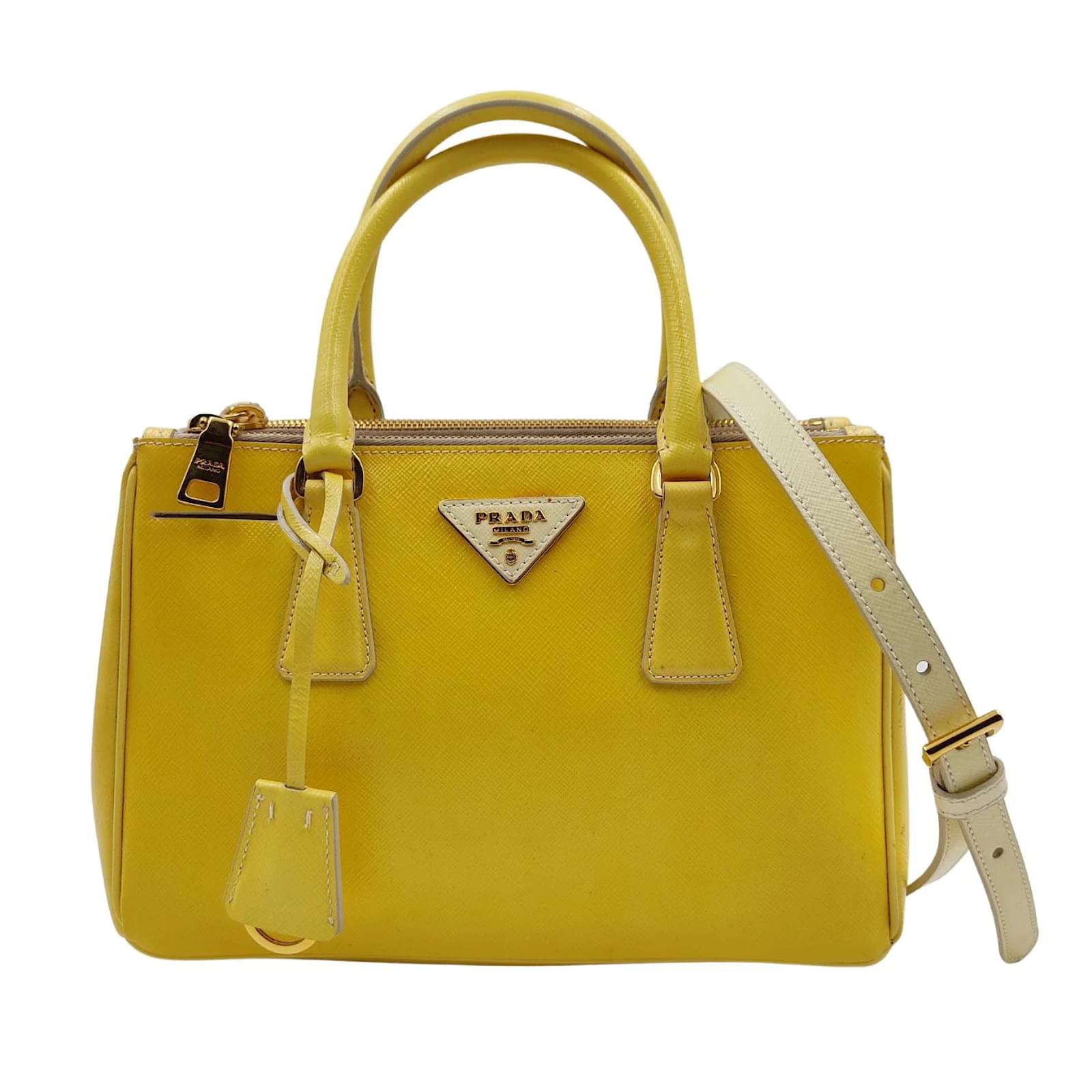 Prada Prada Mini Galleria bag in yellow patent leather ref.996149