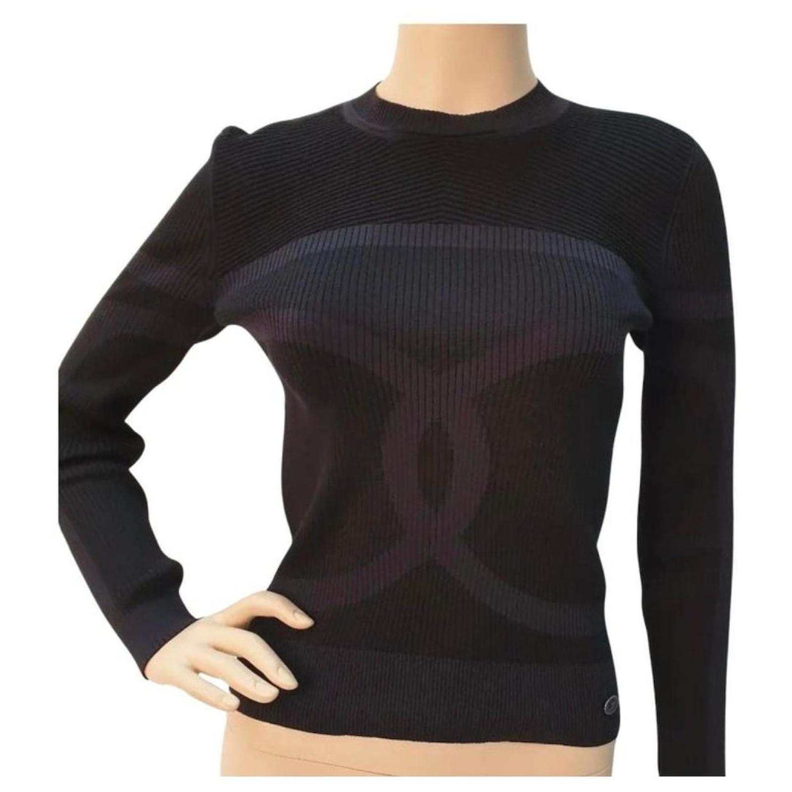 CHANEL CC Logo Turtleneck Sweater Black Pink