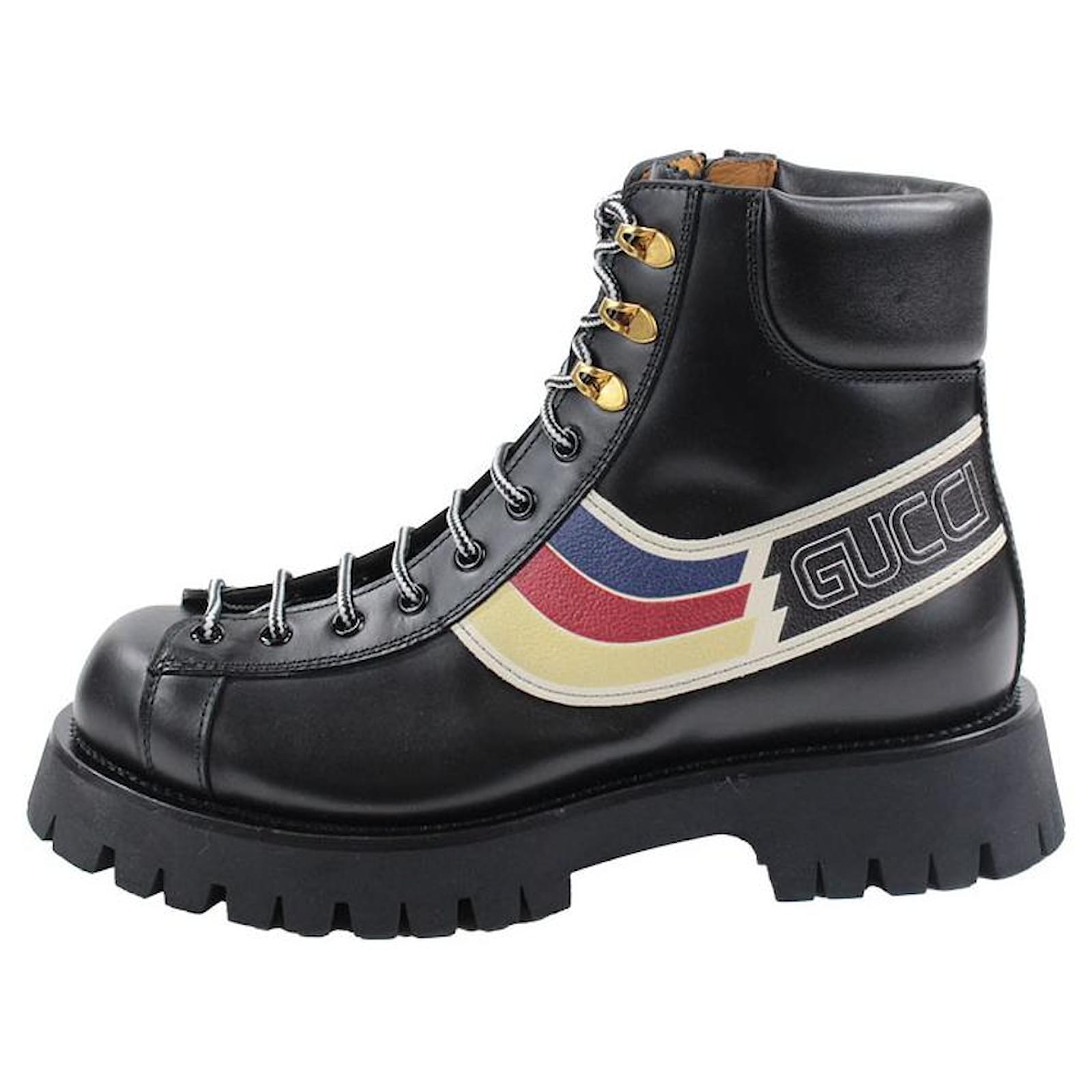 Gucci Laceup Military Boot in Black for Men