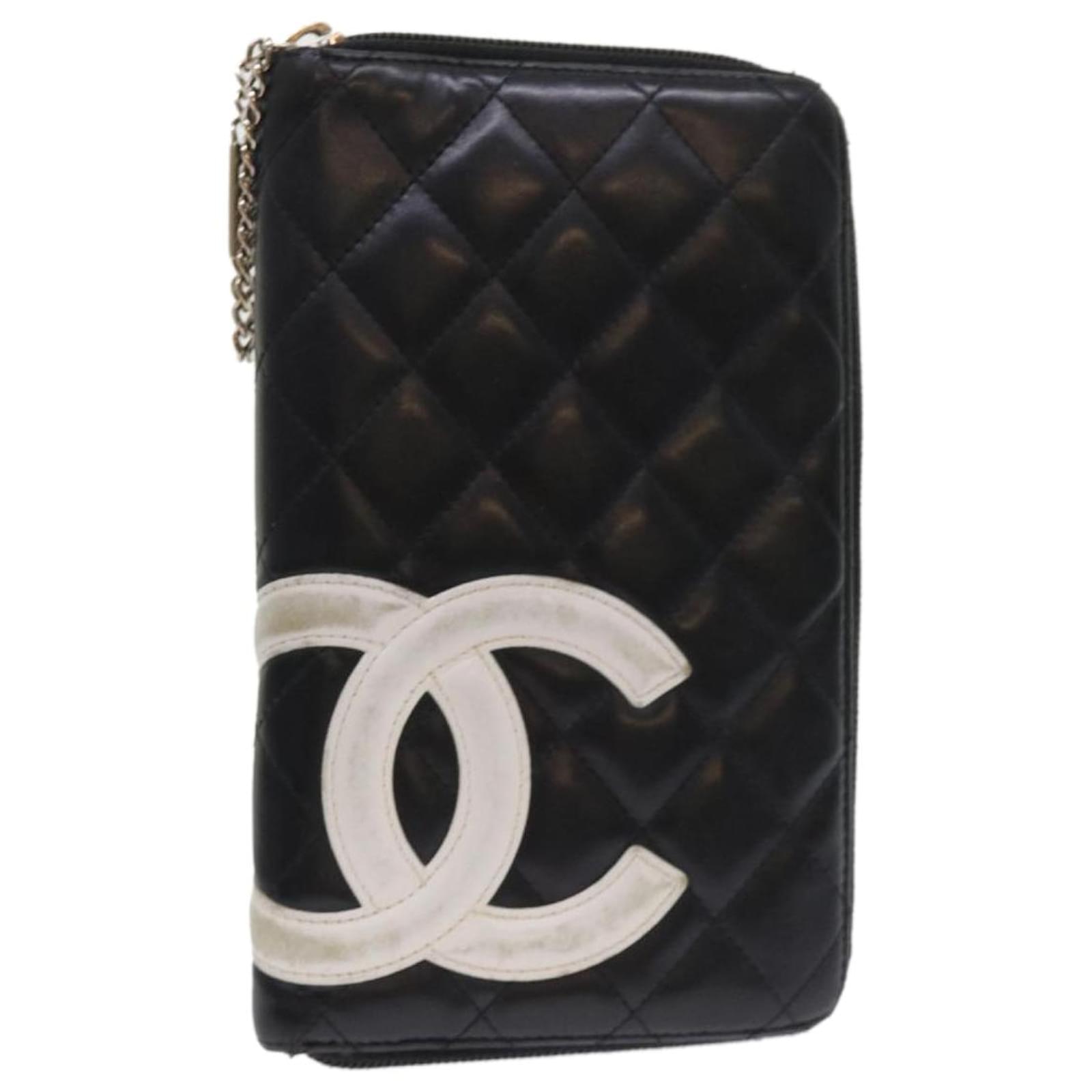 Chanel Matelasse Zippy Long Wallet Coco Mark Leather Wallet Black