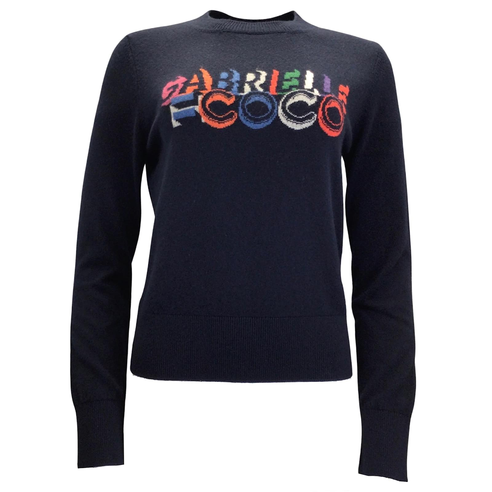 Chanel Navy Blue Multi Gabrielle Coco Long Sleeved Crewneck Cashmere Knit Pullover  Sweater ref.997333 - Joli Closet