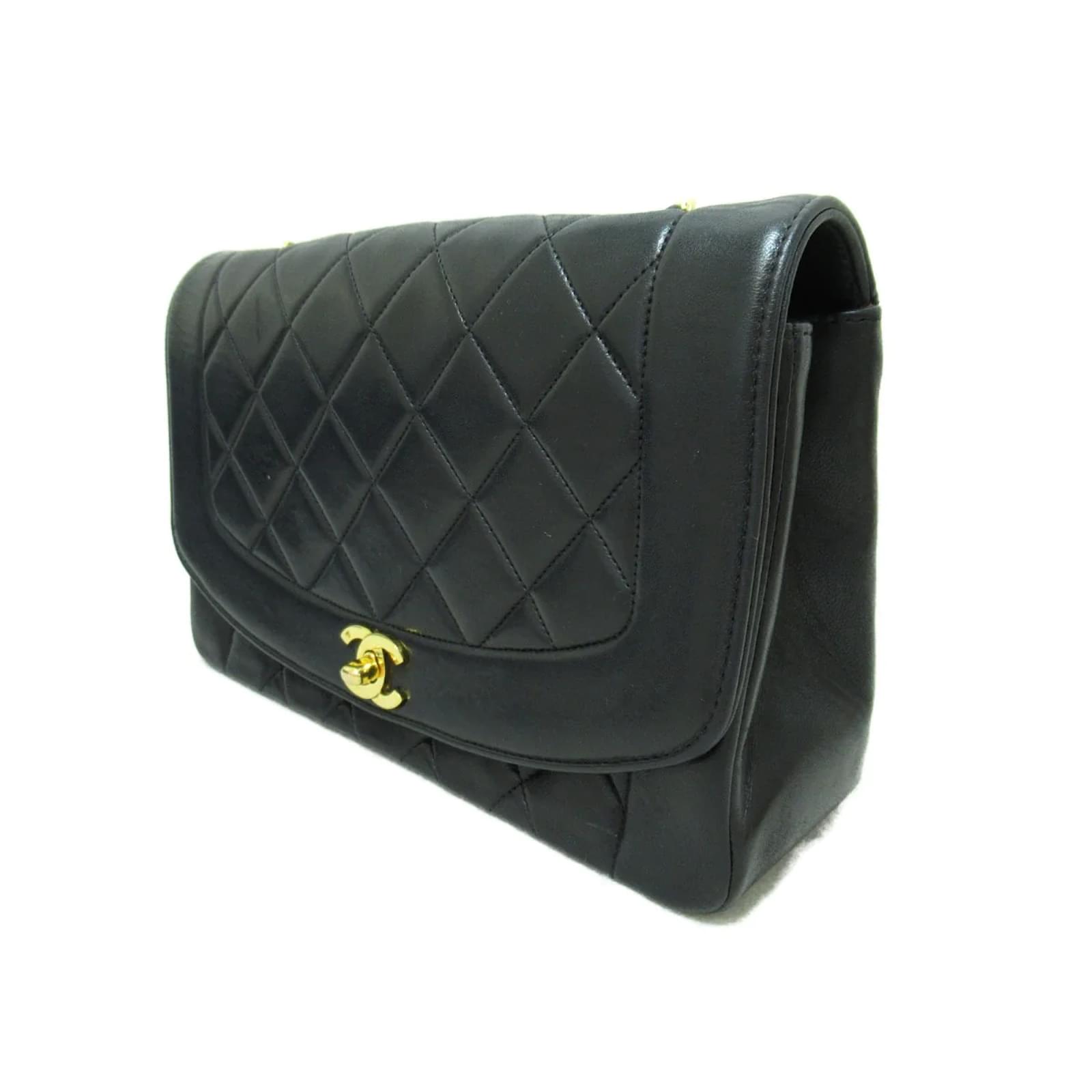Chanel Diana Flap Crossbody Lambskin Leather Bag,Black